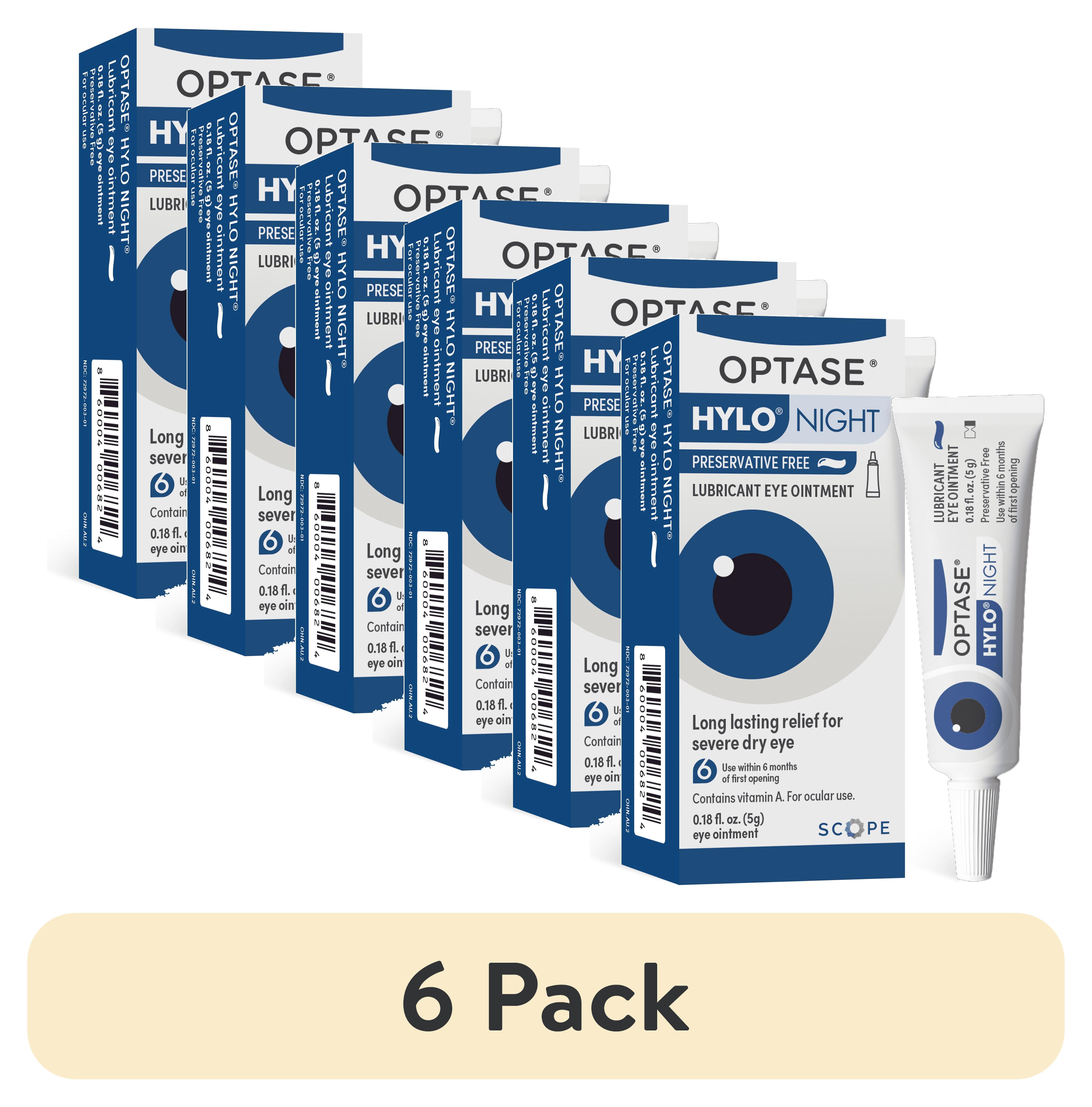 (6 pack) OPTASE Hylo Night Dry Eye Ointment - Nighttime Relief for Dry Eyes