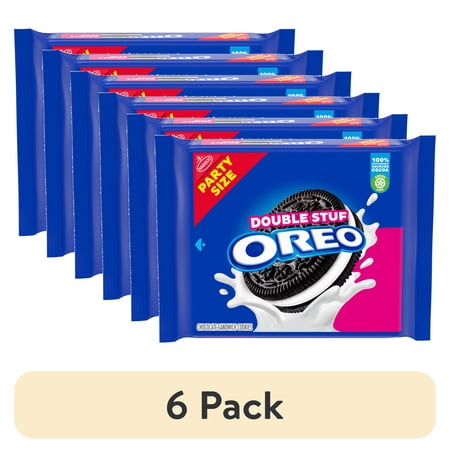 (6 pack) OREO Double Stuf Chocolate Sandwich Cookies, Party Size, 26.7 oz