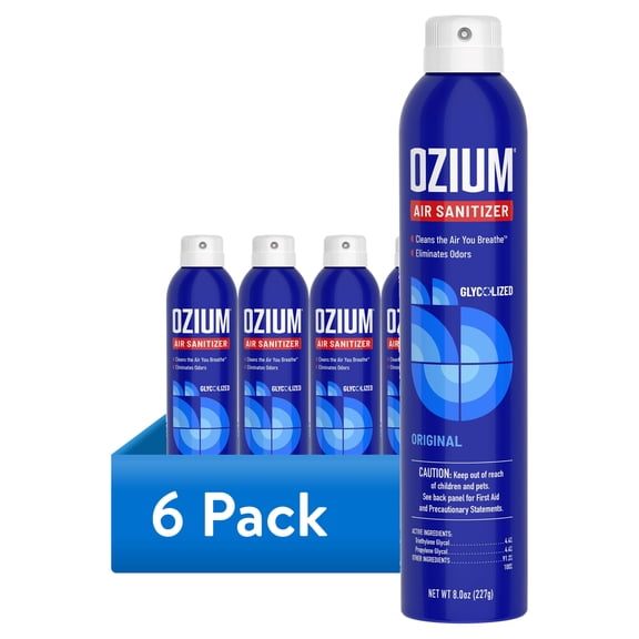(6 pack) OZIUM Air Sanitizer Spray, Original Scent, 8 oz Can – Cleans Air, Eliminates Odors & Freshens