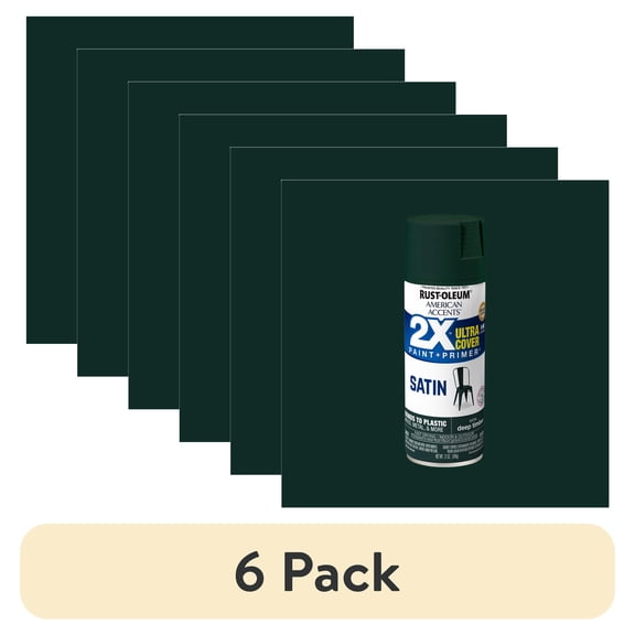 (6 pack) Oasis Blue, Rust-Oleum American Accents 2X Ultra Cover Satin Spray Paint-327942, 12 oz