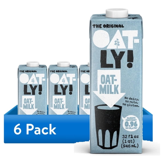 (6 pack) Oatly Original Oatmilk, Ambient Dairy-Free Milk, 32 fl oz Shelf-Stable Carton