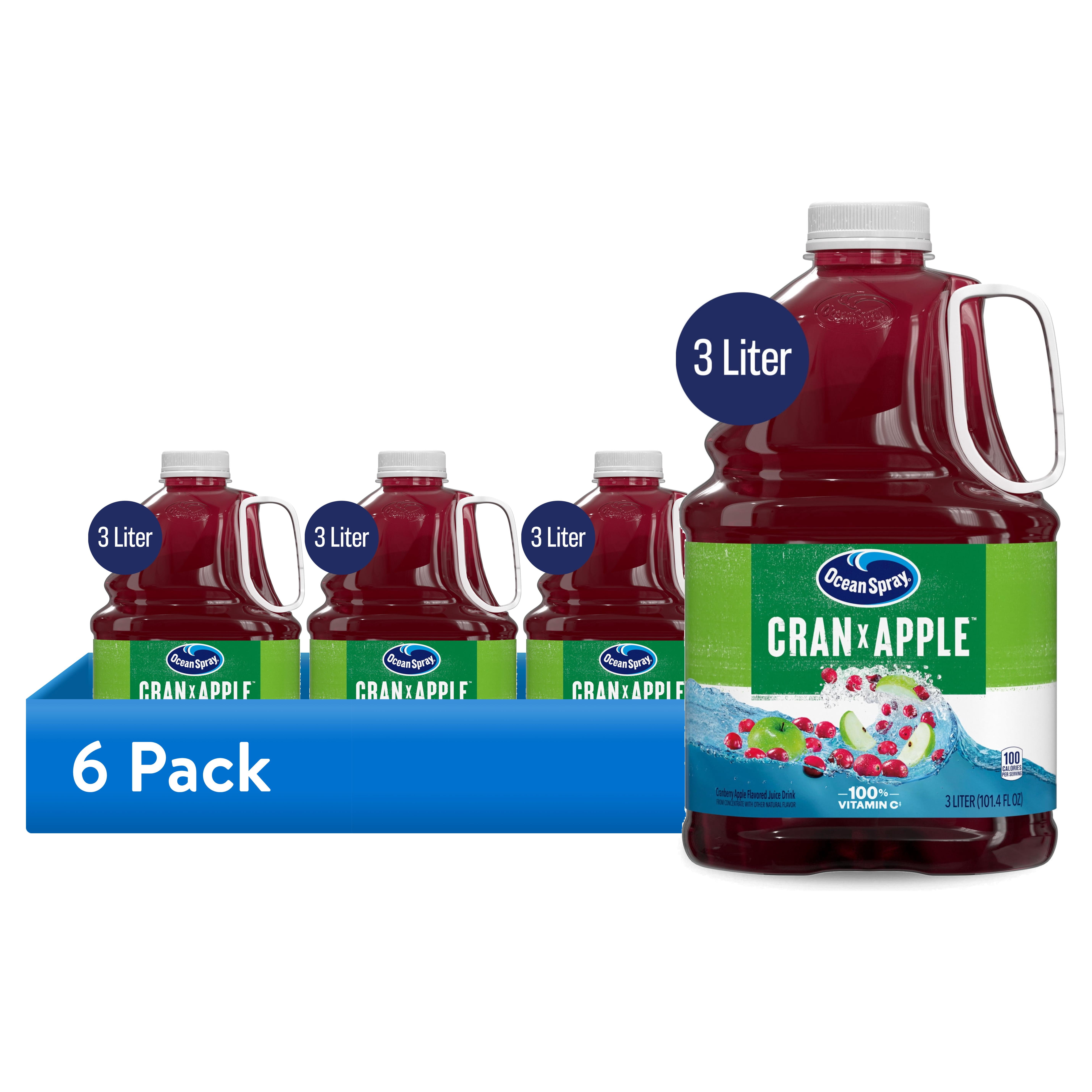(6 pack) Ocean Spray Cran-Apple Cranberry Apple Juice Drink, 101.4 fl oz Bottle