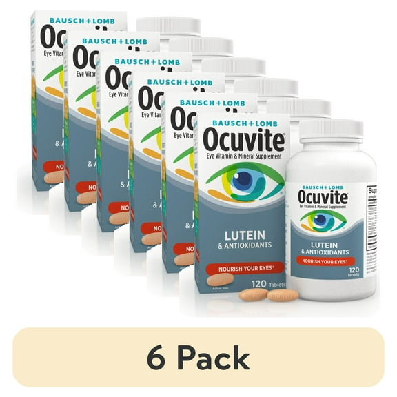(6 pack) Ocuvite Eye Vitamins and Mineral Supplement With Lutein and Antioxidants for Eye Health, 120 Tablets