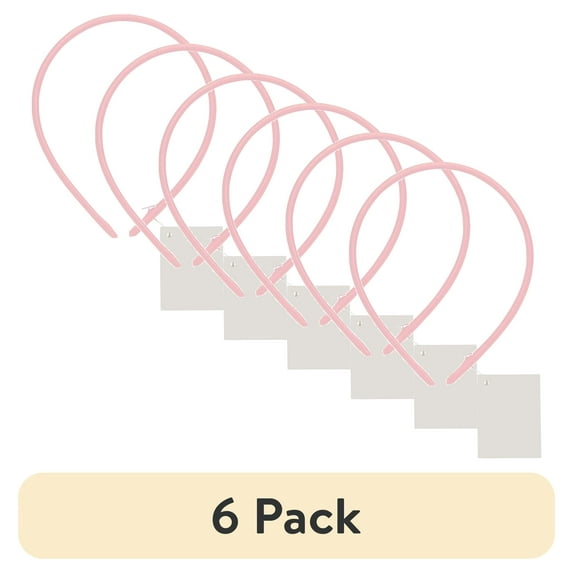 (6 pack) Offray Light Pink Satin Headband perfect hair crafting accessory for embellishing and decorating, 1 Each