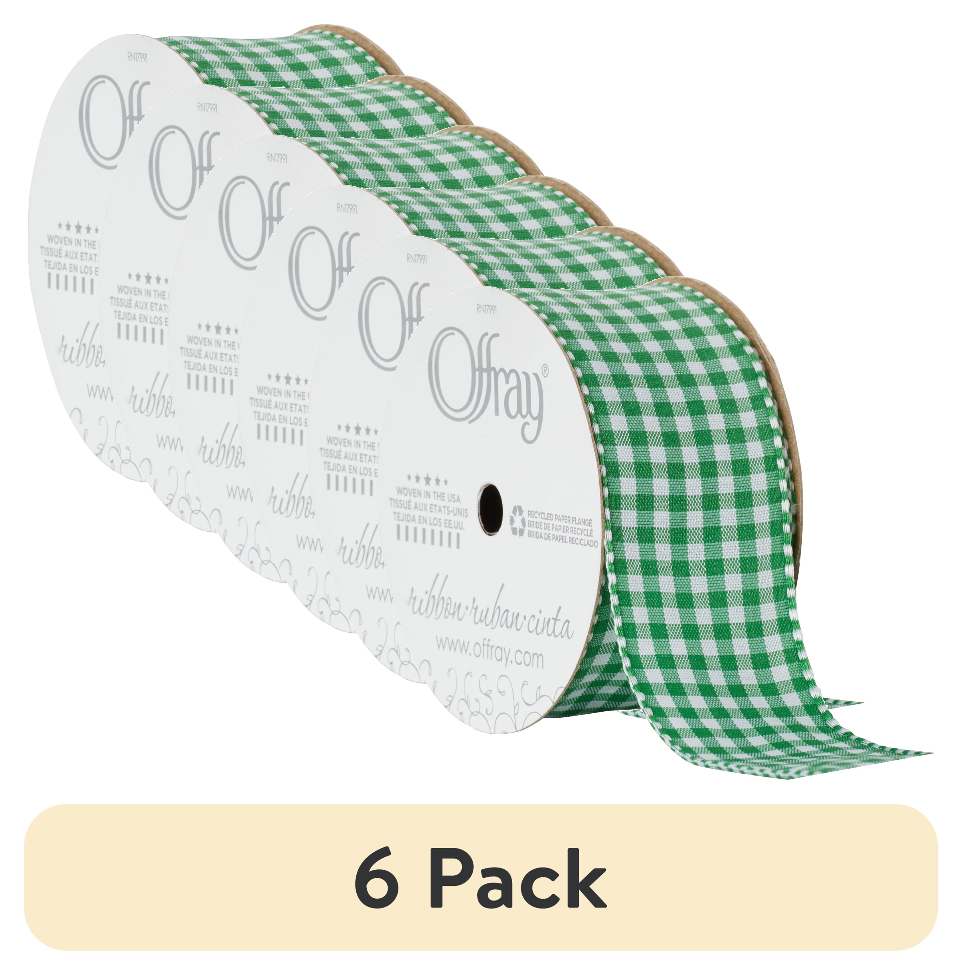 (6 pack) Offray Ribbon, Emerald Green 1 1/2 inch Gingham Check Woven ...