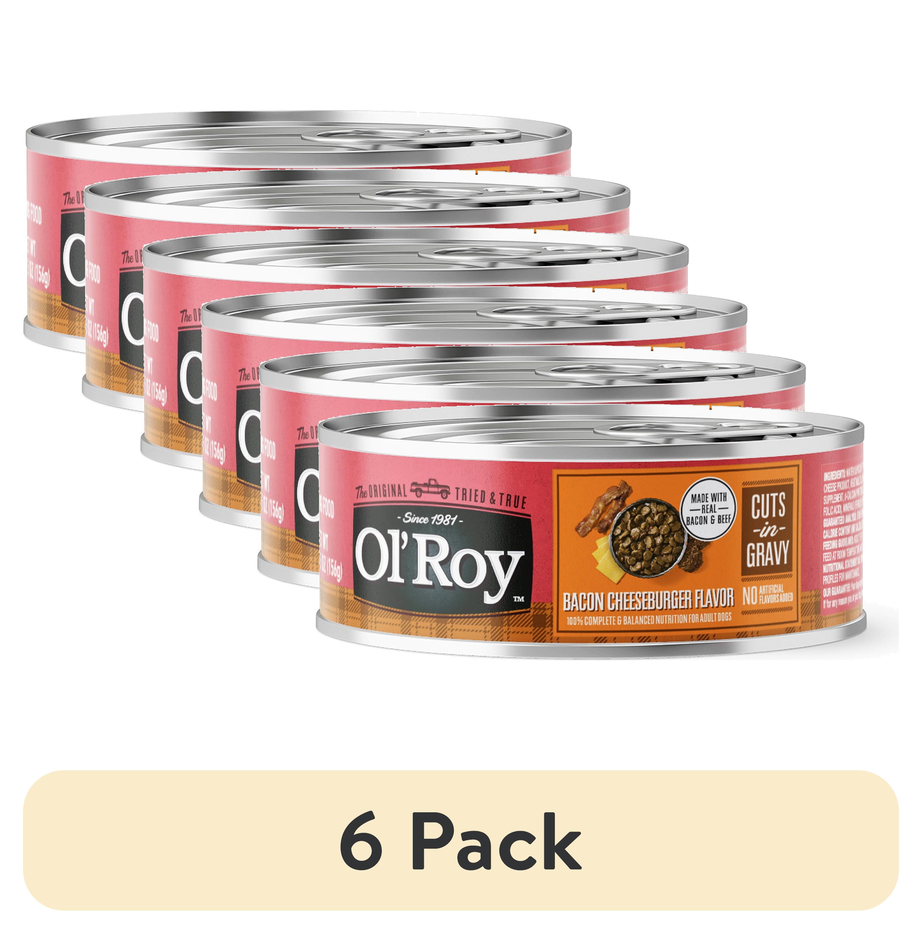 (6 pack) Ol' Roy Cuts in Gravy Wet Dog Food, Bacon Cheeseburger Flavor, 5.5 oz Can