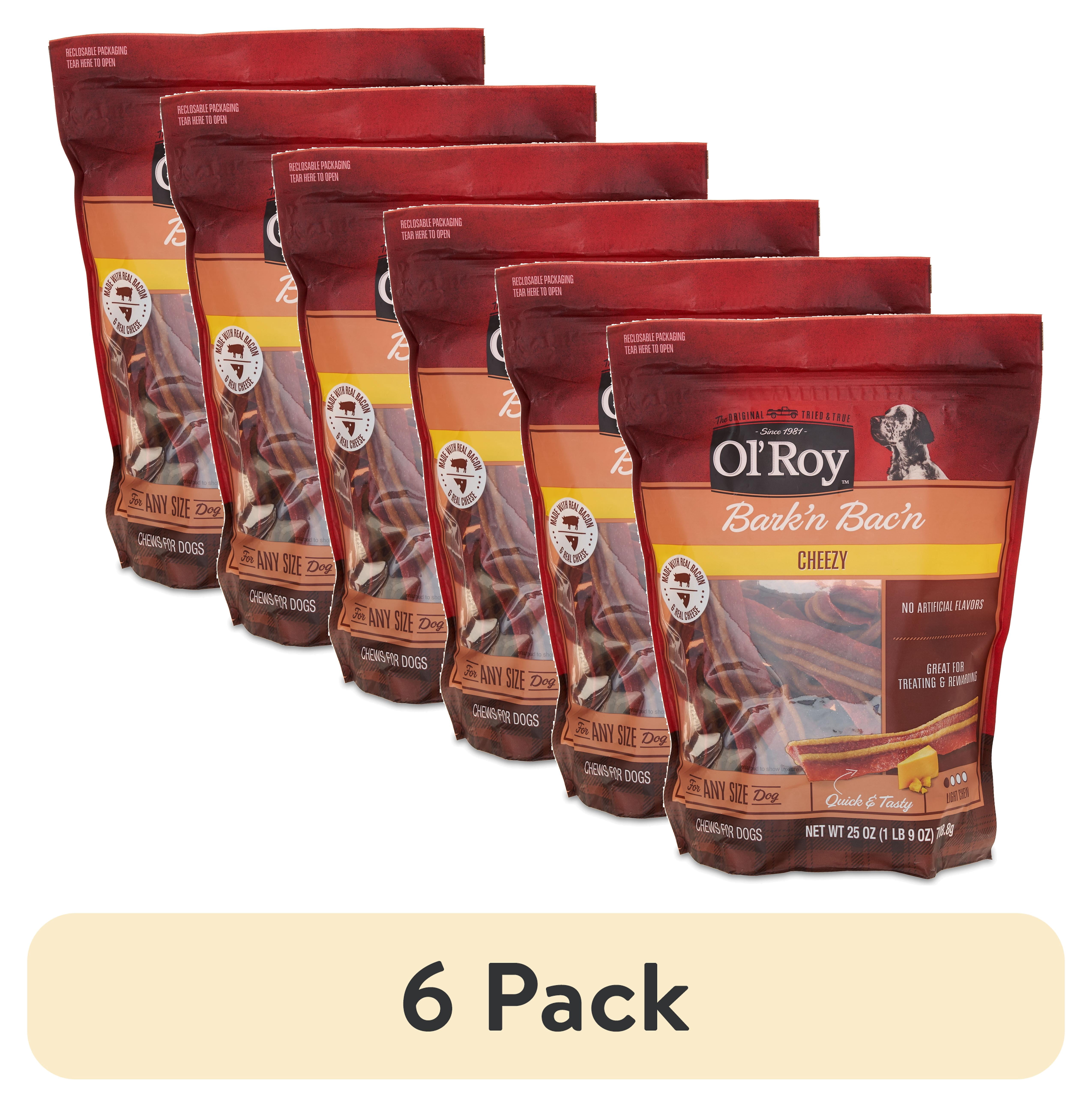 (6 pack) Ol' Roy Bark'n Bac'n Dog Treats, Cheezy, 25 oz
