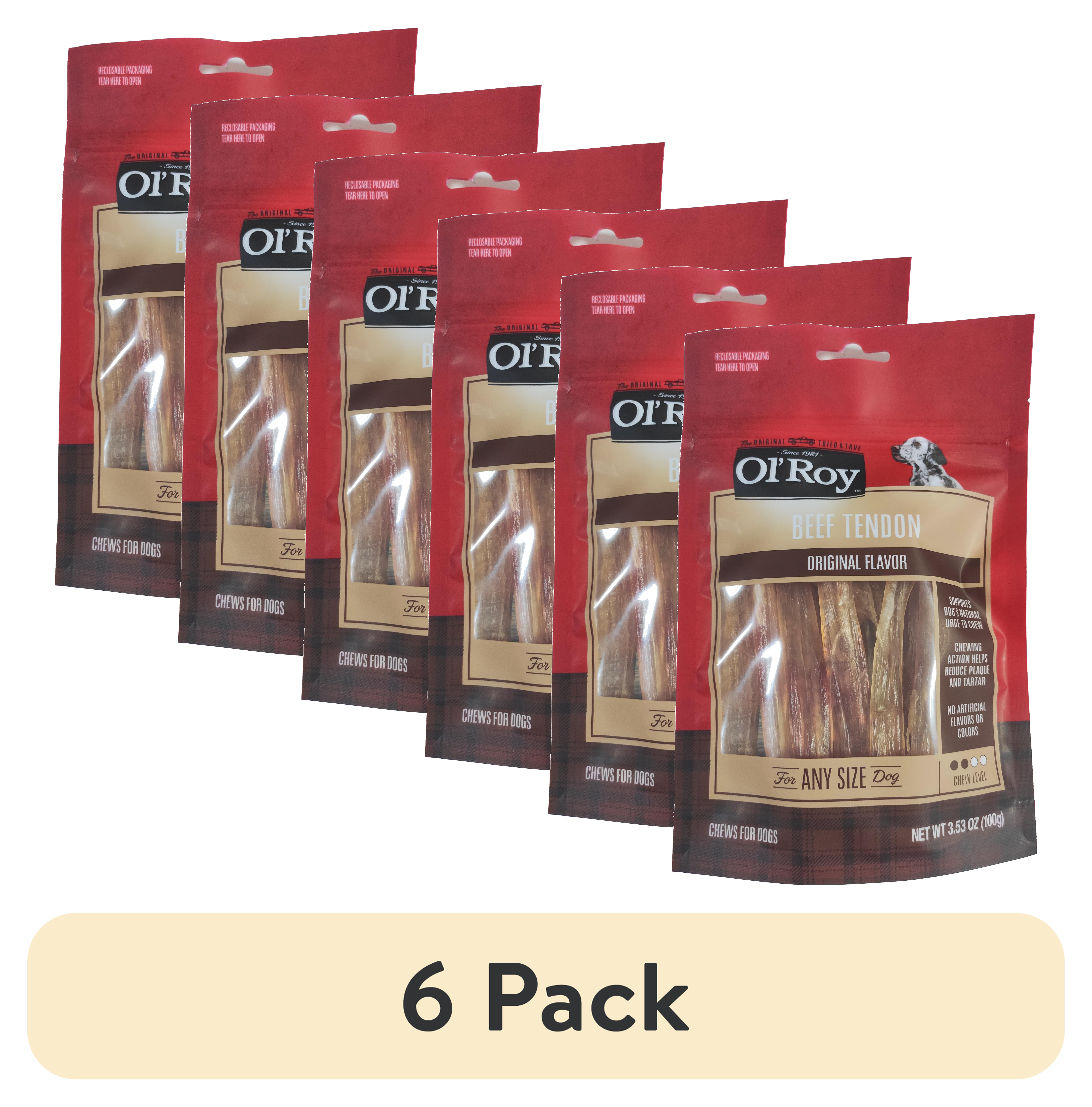 (6 pack) Ol' Roy Beef Tendon Chews for Dogs, Original Flavor, 3.53 oz Bag
