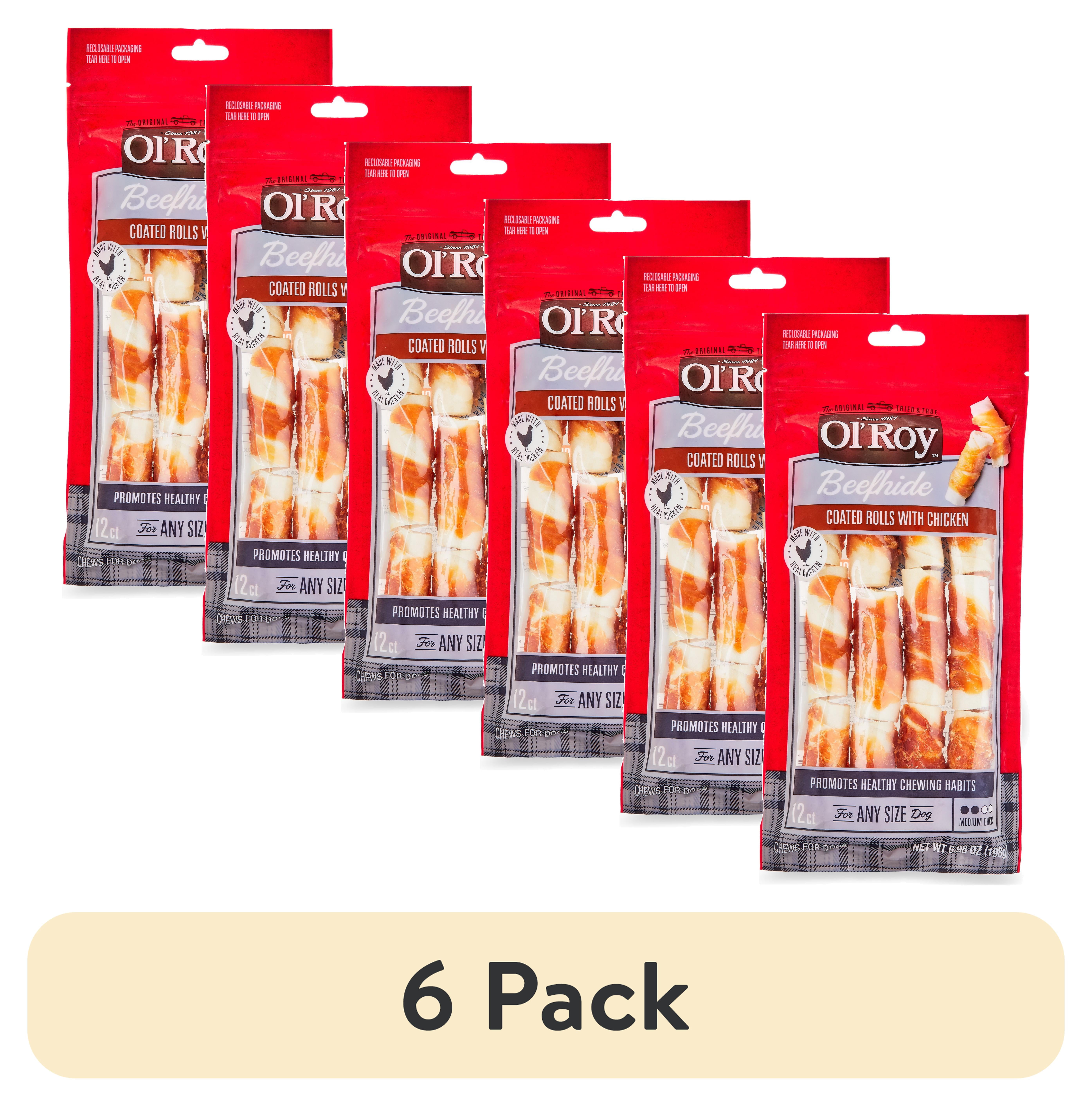 (6 pack) Ol' Roy Beefhide Coated Rolls with Chicken for Dogs, 6.98 oz, 12 Count