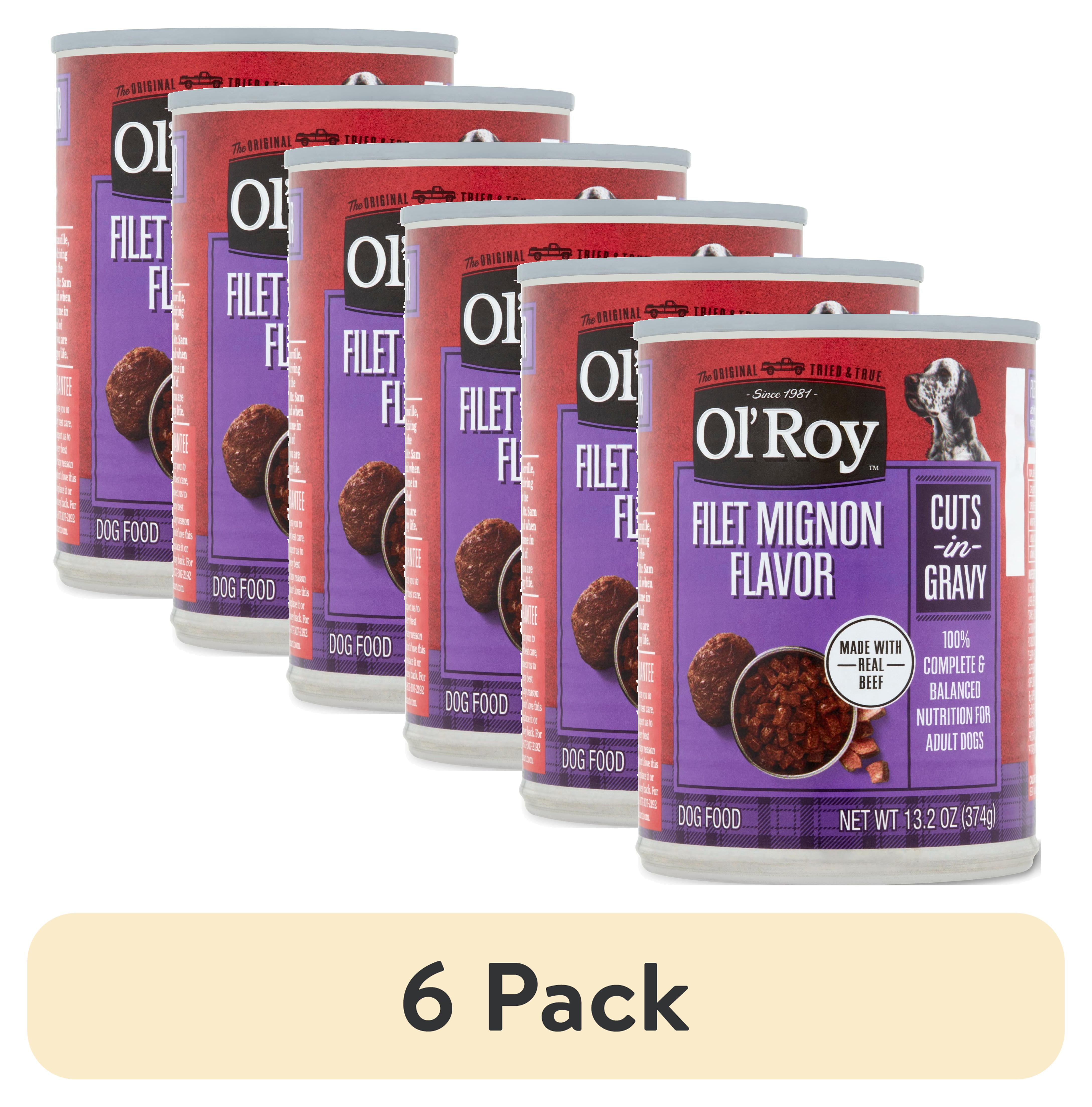 (6 pack) Ol' Roy Filet Mignon Flavor Cuts in Gravy Wet Dog Food, 13.2 oz Can