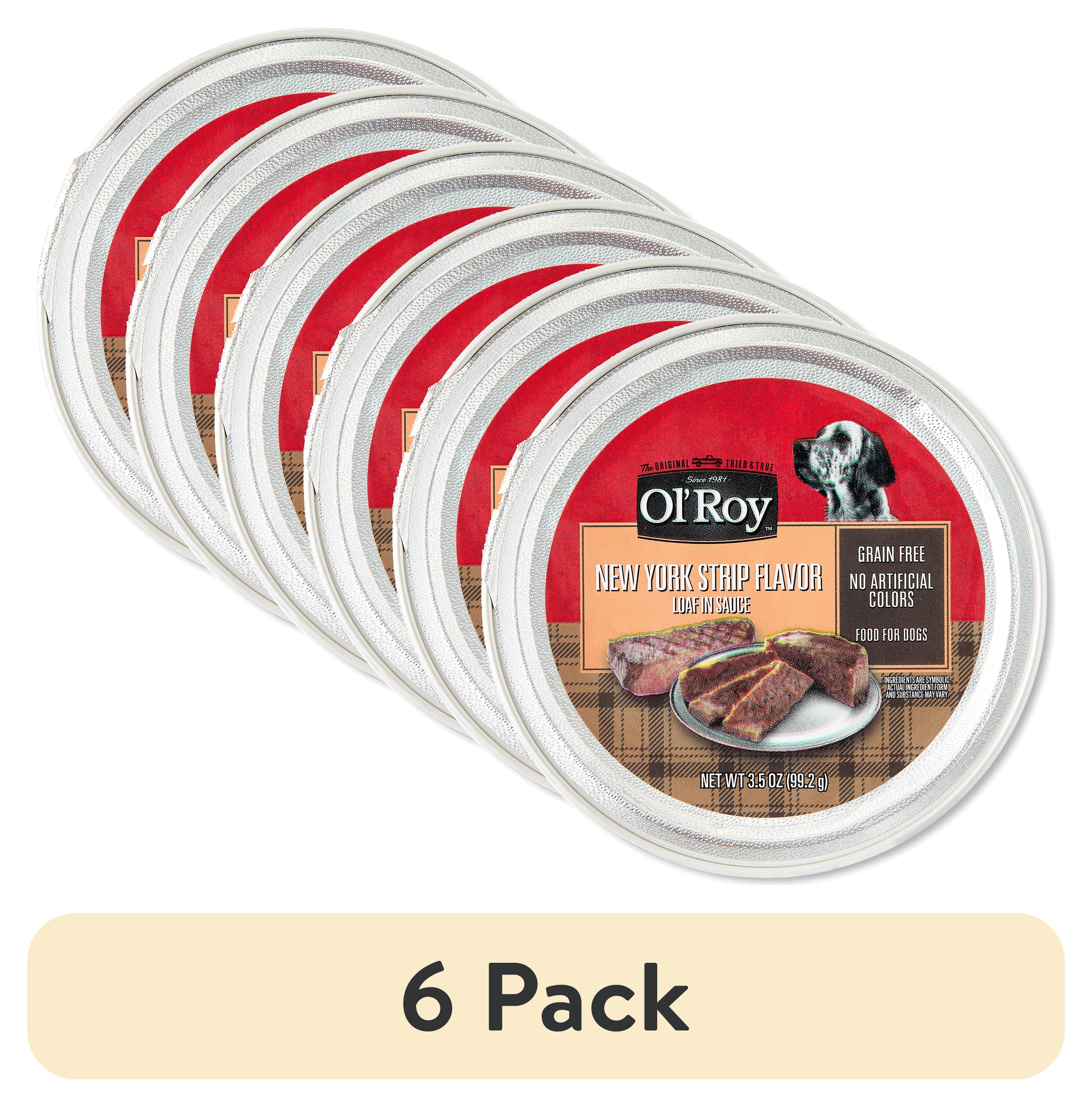 (6 pack) Ol' Roy Grain-Free New York Strip Flavor Loaf in Sauce Wet Dog Food, 3.5 oz Cup