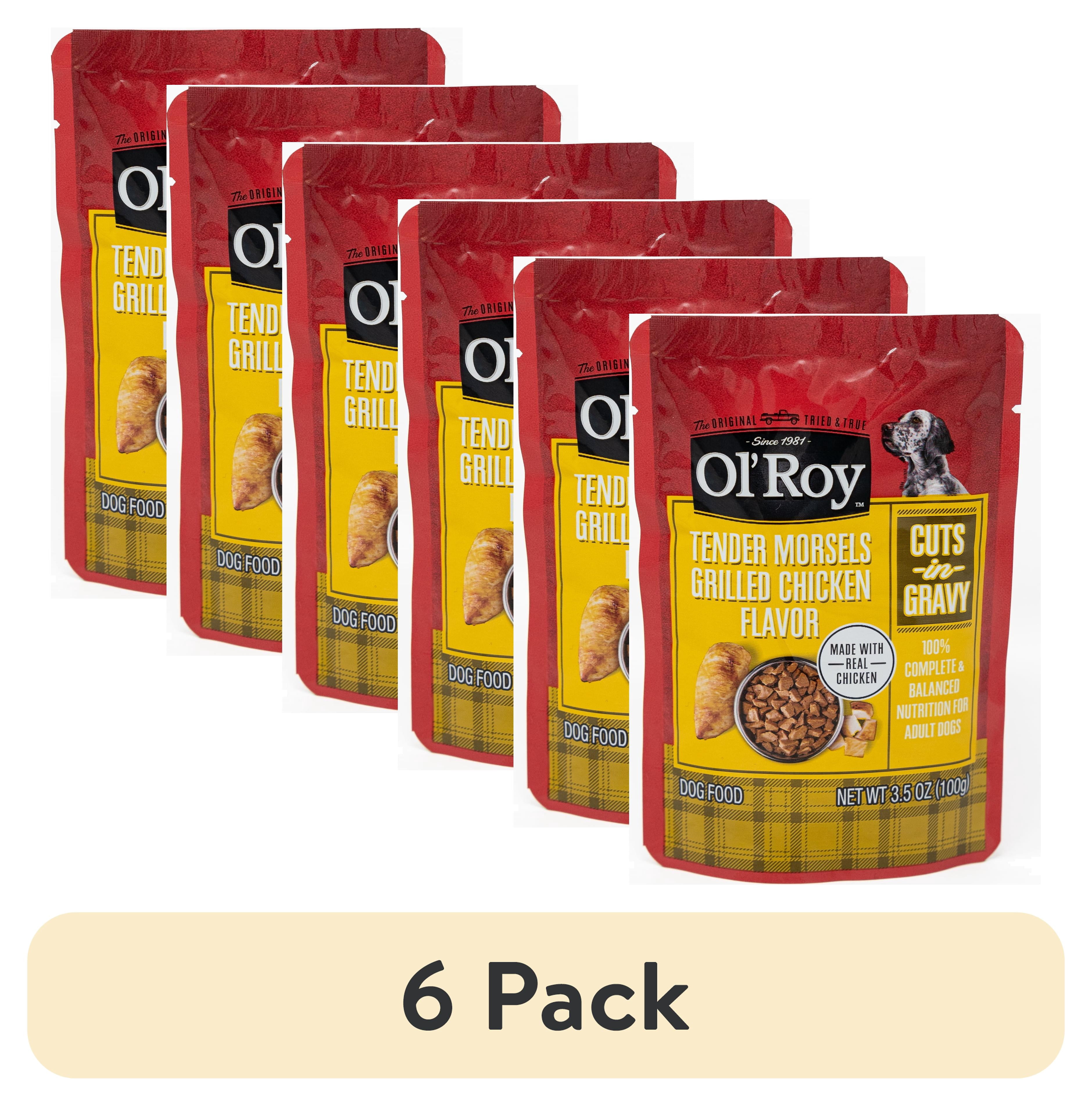 (6 pack) Ol' Roy Grilled Chicken Morsels in Gravy Dog Food, 3.5 oz