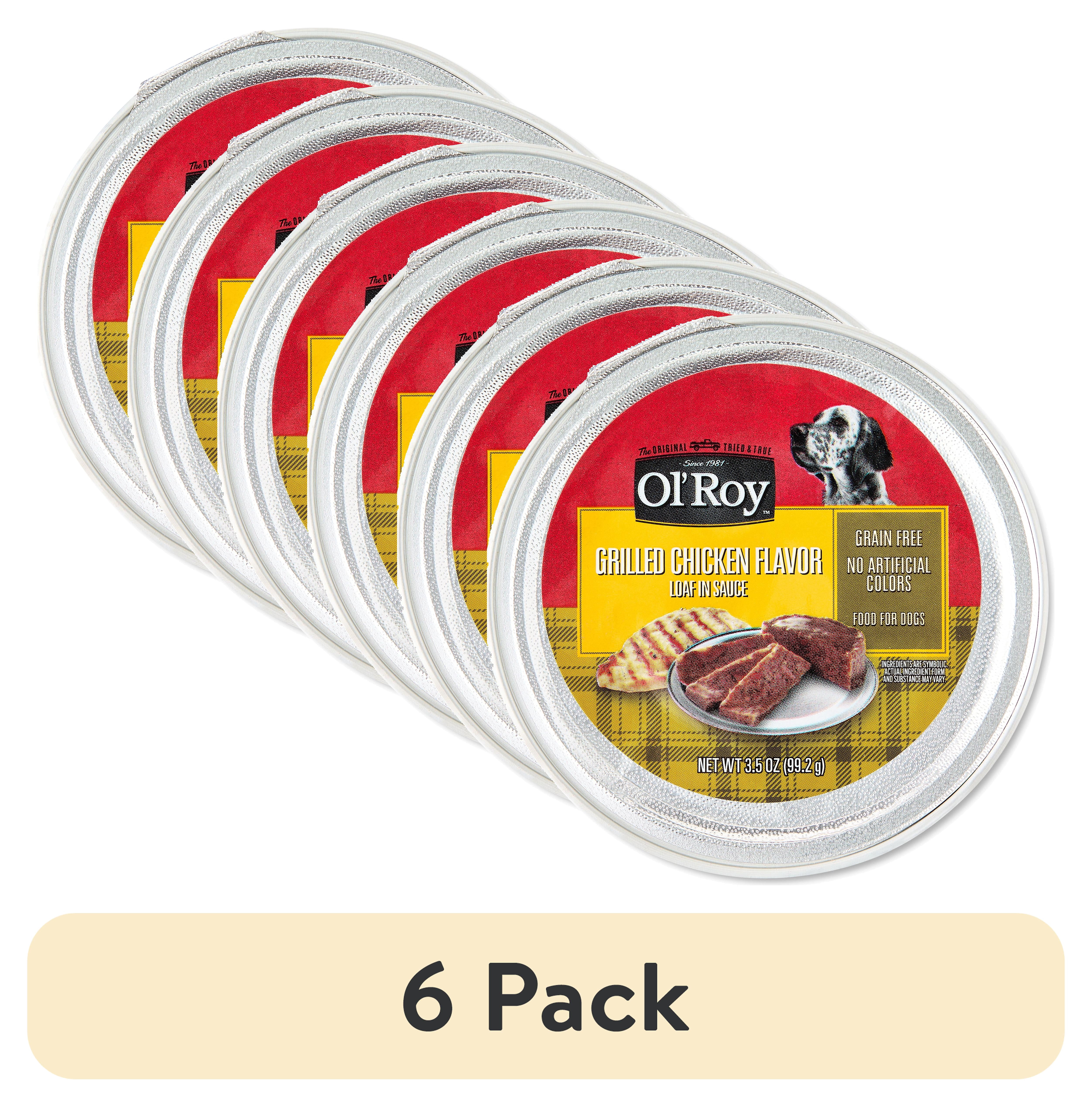 (6 pack) Ol' Roy Grilled Grain-Free Chicken Flavor Wet Dog Food, 3.5 oz Cup