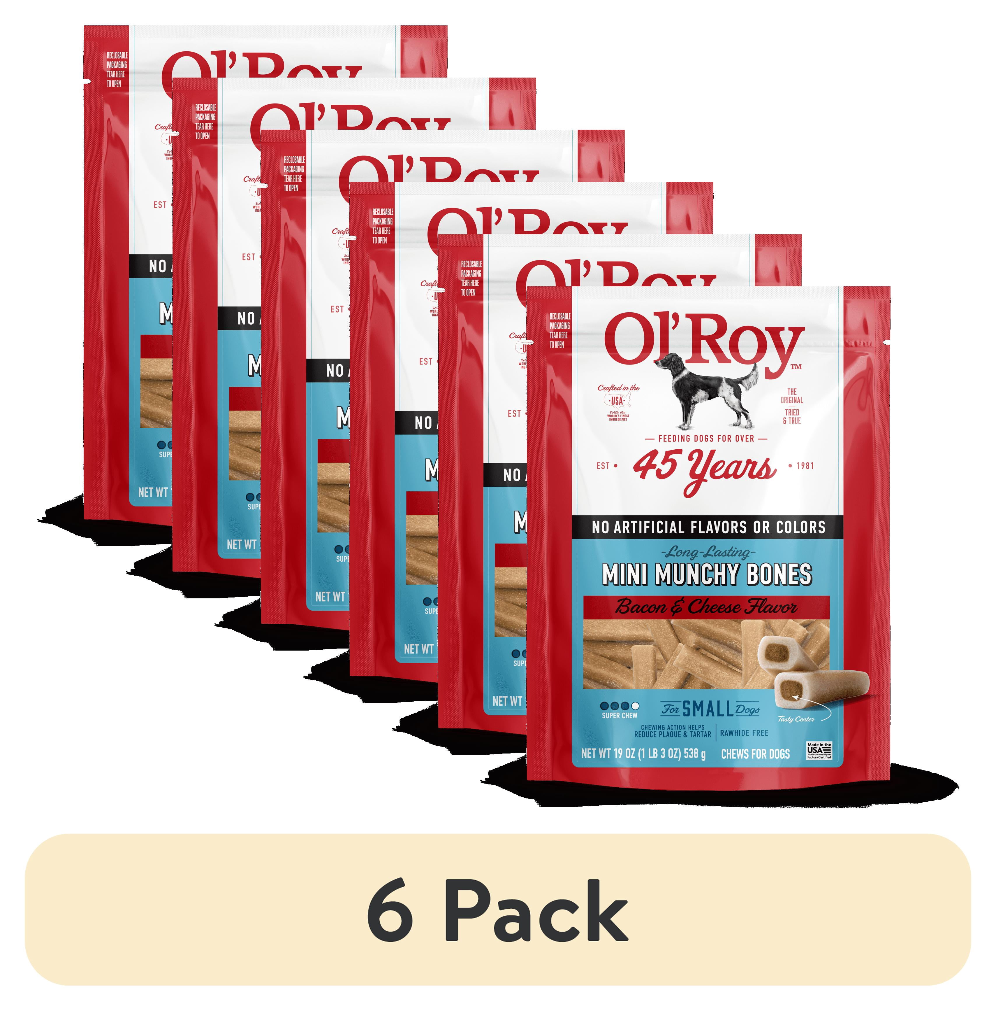 (6 pack) Ol' Roy Mini Munchy Bone Dog Treats, Bacon and Cheese Flavor, 19 oz