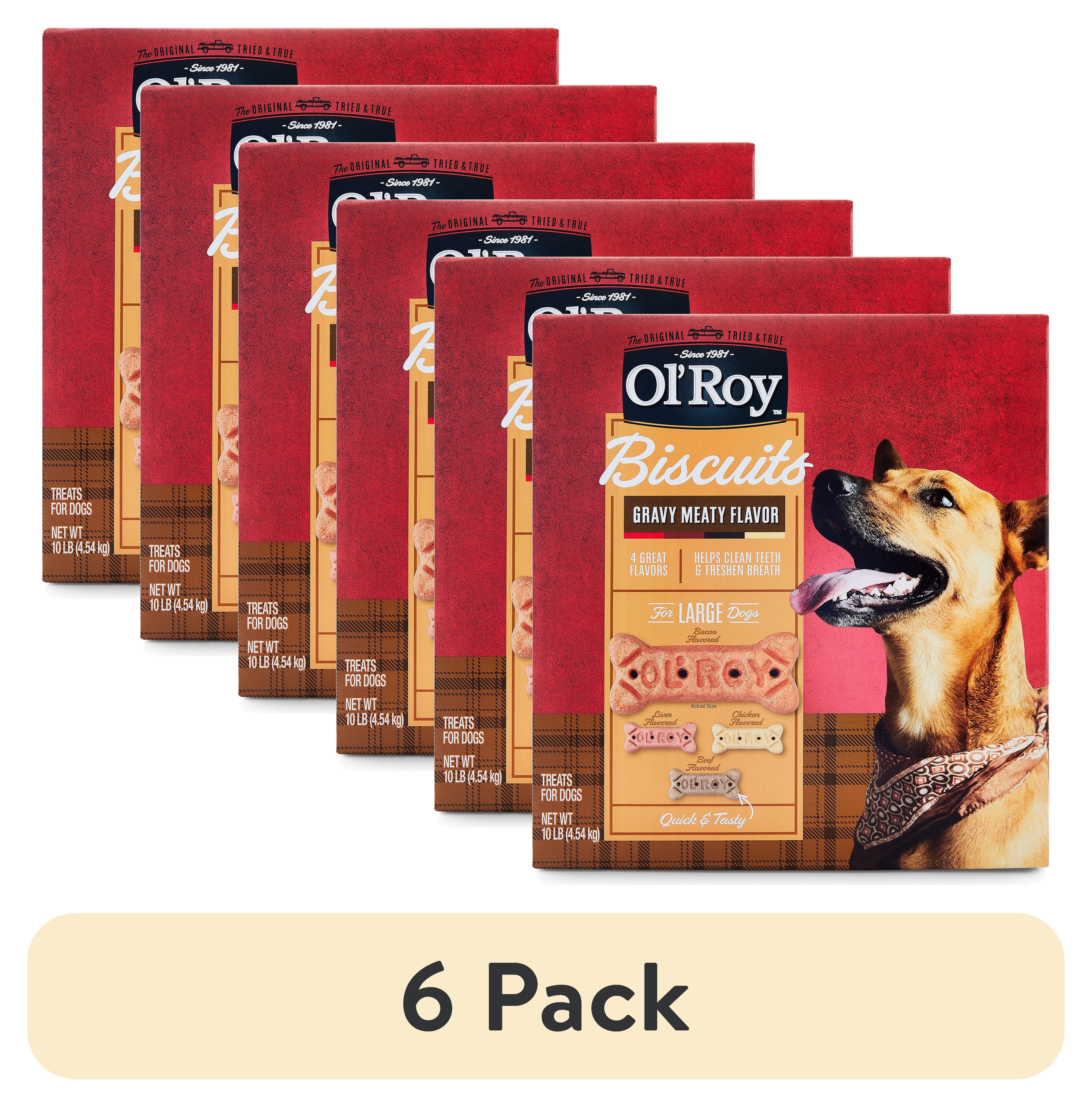 (6 pack) Ol' Roy Multi Flavored Gravy Basted Biscuits for Large Dogs, Dry, 10 lb Box