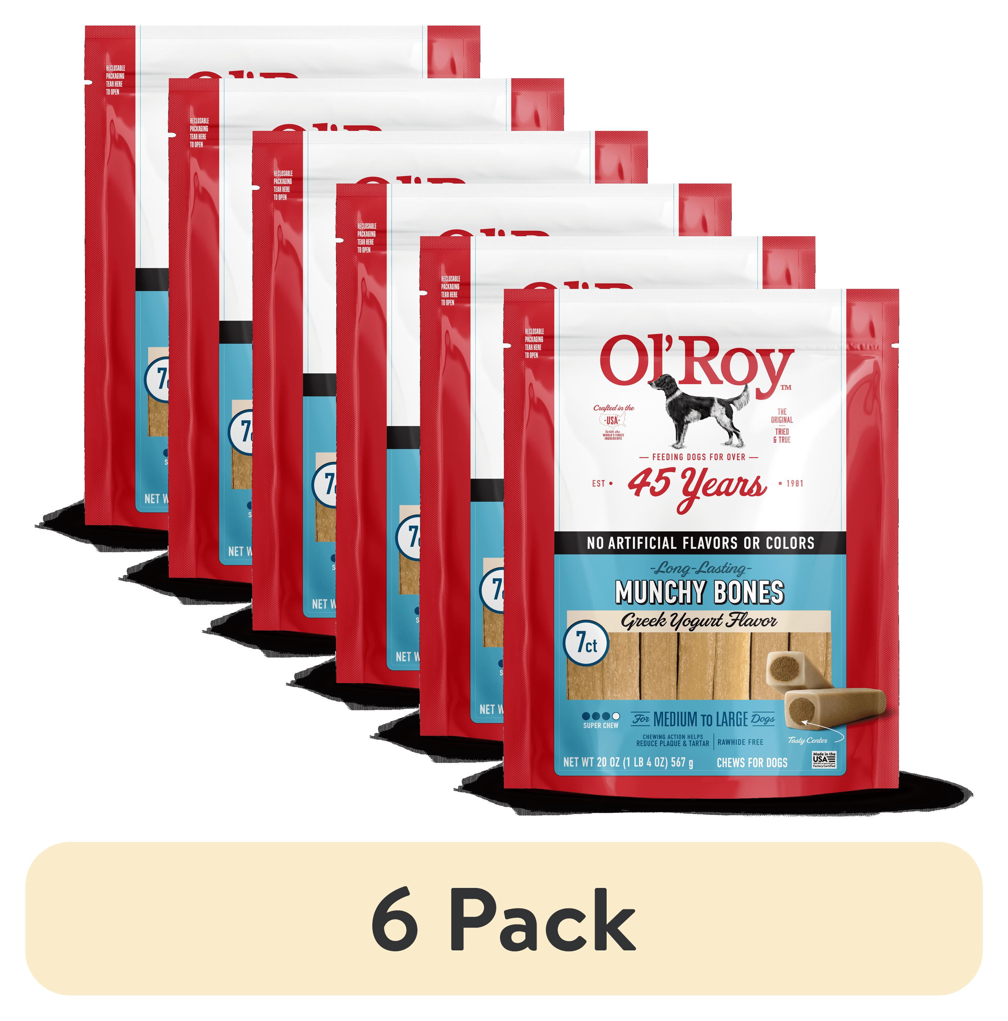 (6 pack) Ol' Roy Munchy Bone Dog Treats, Greek Yogurt Flavor, 20 oz, 7 Count