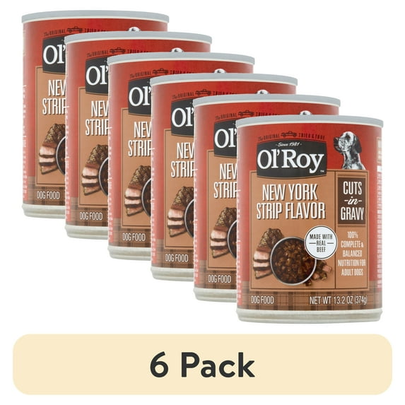 (6 pack) Ol' Roy New York Strip Flavor Cuts in Gravy Wet Dog Food, 13.2 oz Can