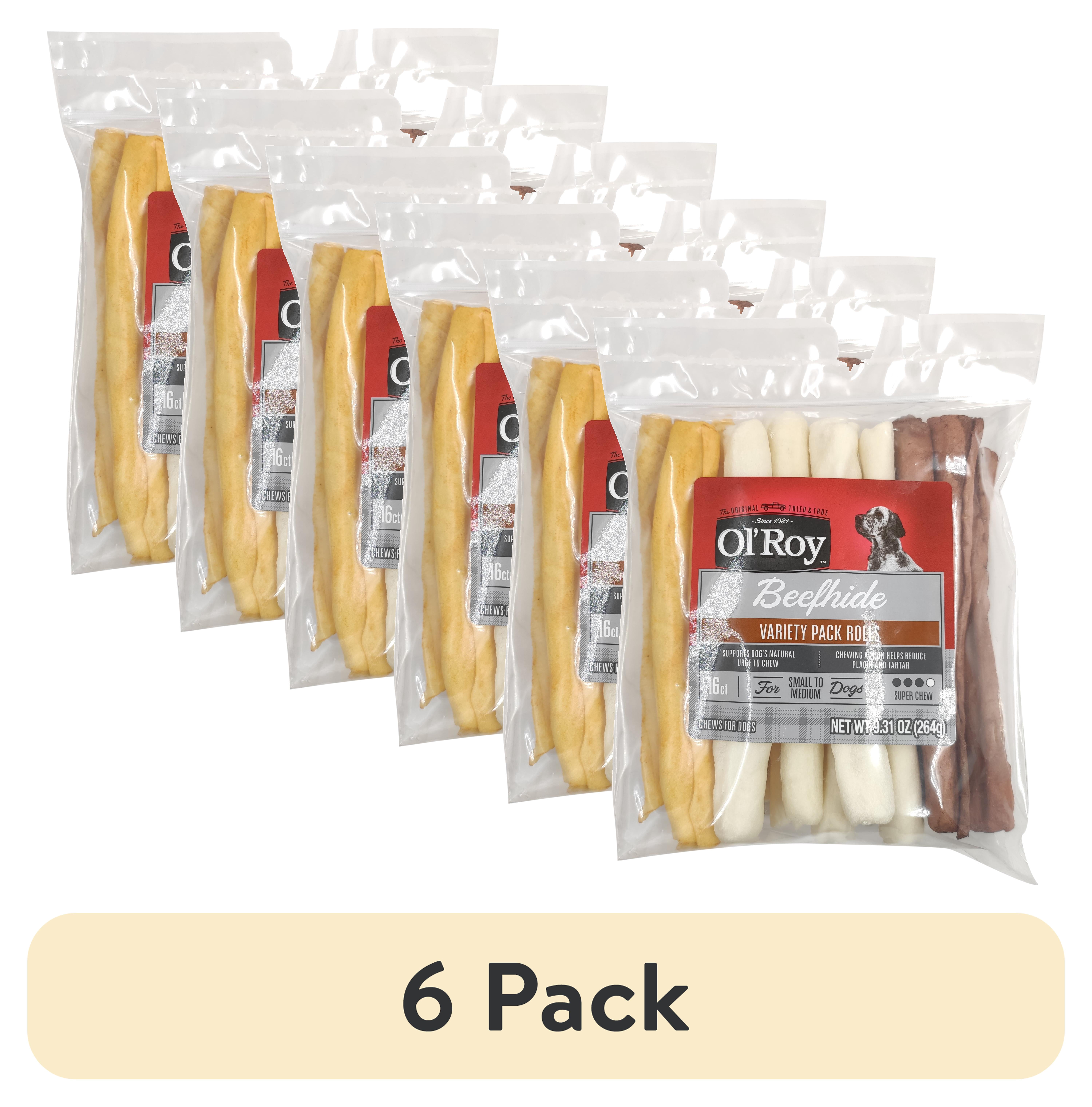 (6 pack) Ol' Roy Rawhide Rolls, Variety Pack, Chews for Dogs, 9.31 oz, 16 Count