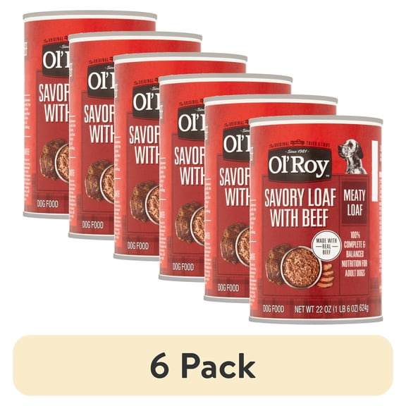 (6 pack) Ol' Roy Savory Loaf with Beef Wet Dog Food, 22 oz