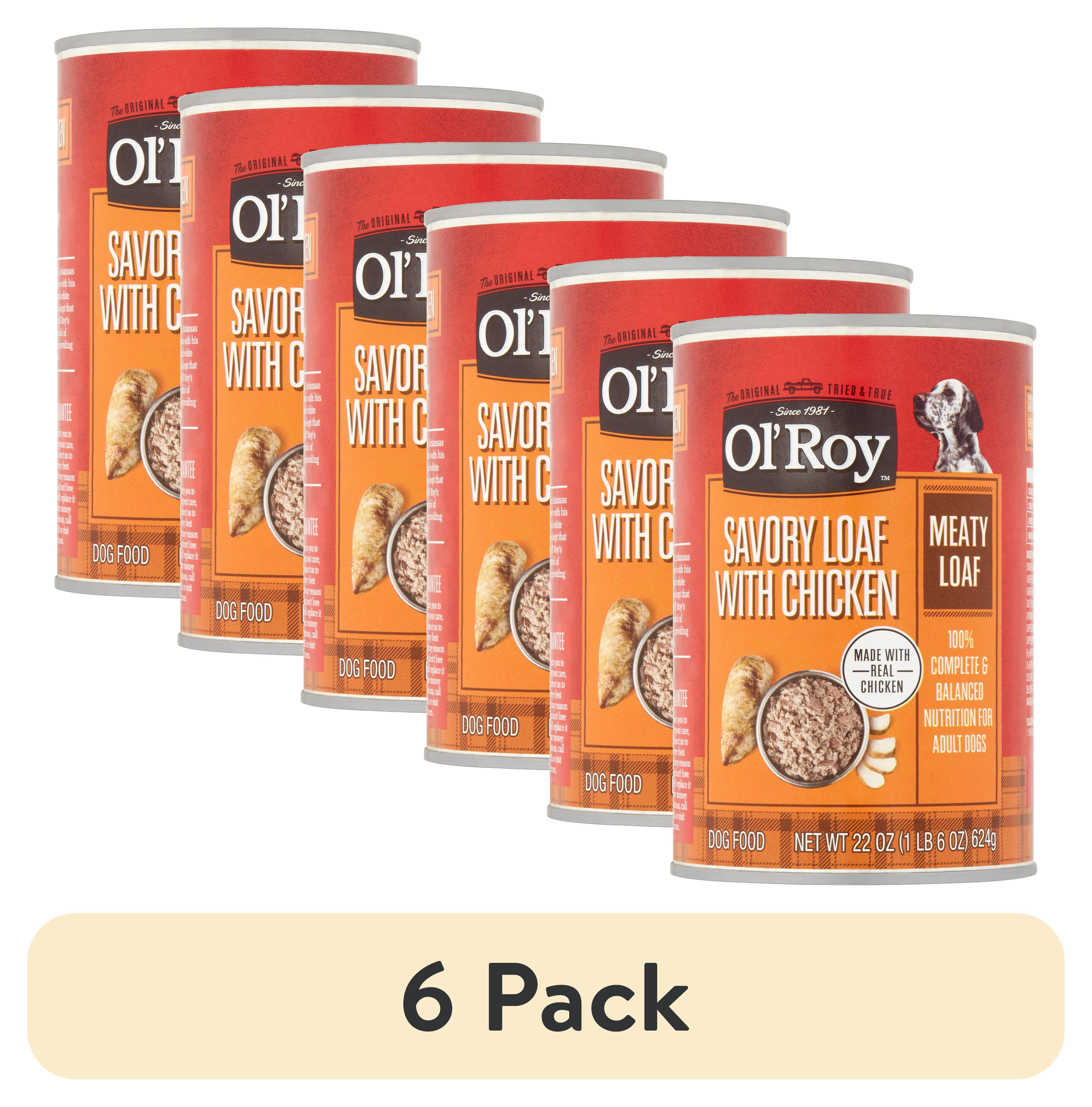 (6 pack) Ol' Roy Savory Loaf with Chicken Meaty Pate Wet Dog Food, 22 oz Can
