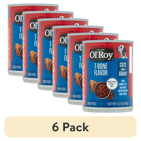 (6 pack) Ol' Roy T-Bone Flavor Cuts in Gravy Wet Dog Food, 13.2 oz Can