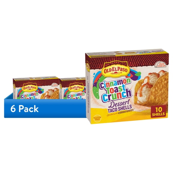 (6 pack) Old El Paso Stand 'N Stuff Cinnamon Toast Crunch Dessert Taco Shells, 10 Ct, 5.4 oz