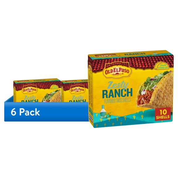 (6 pack) Old El Paso Stand 'N Stuff Crunchy Taco Shells, Zesty Ranch, Gluten Free, 10 Count, 5.4 oz