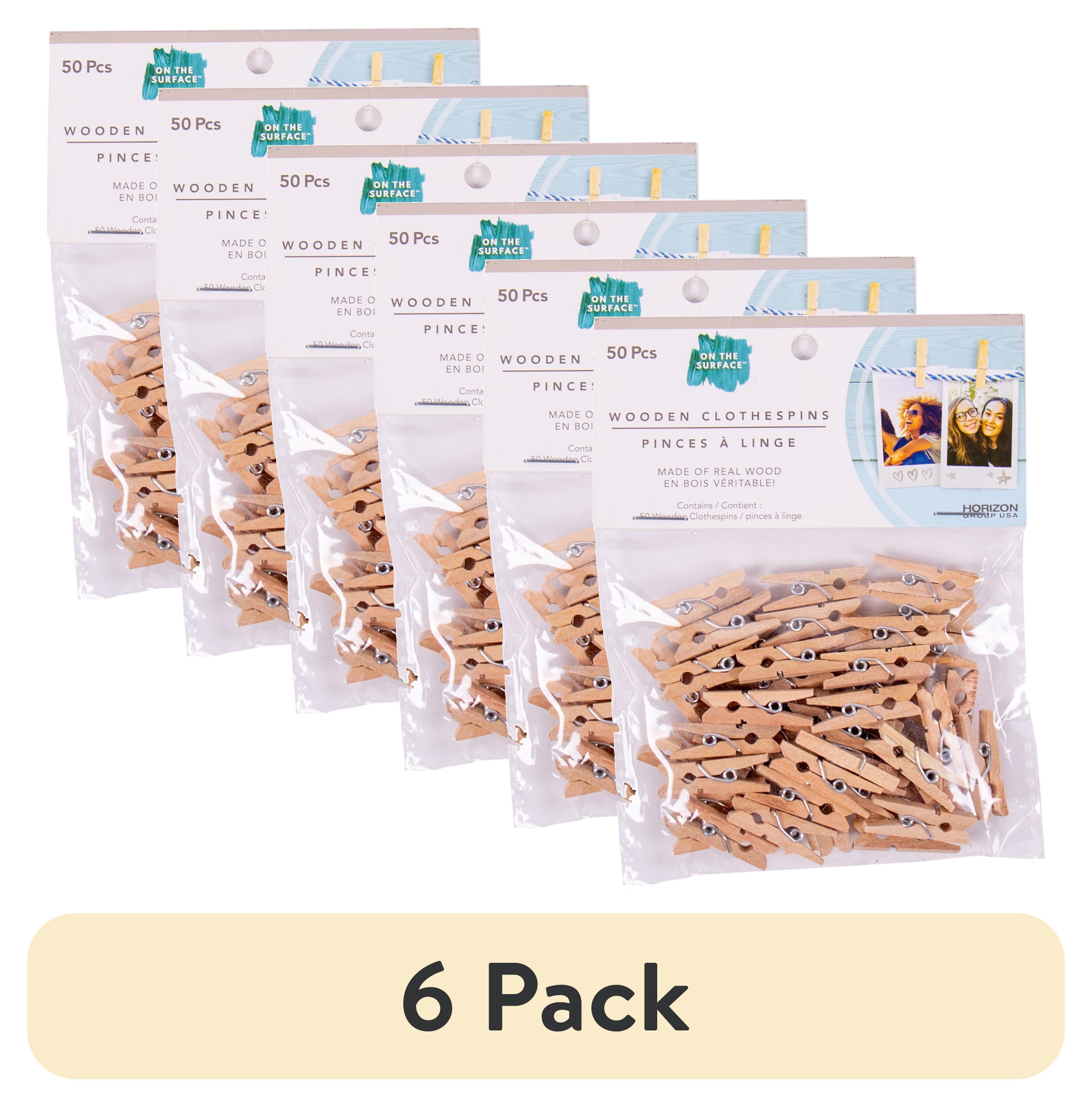 (6 pack) On the Surface Mini Wooden Brown Clothespins, 50 Ct.