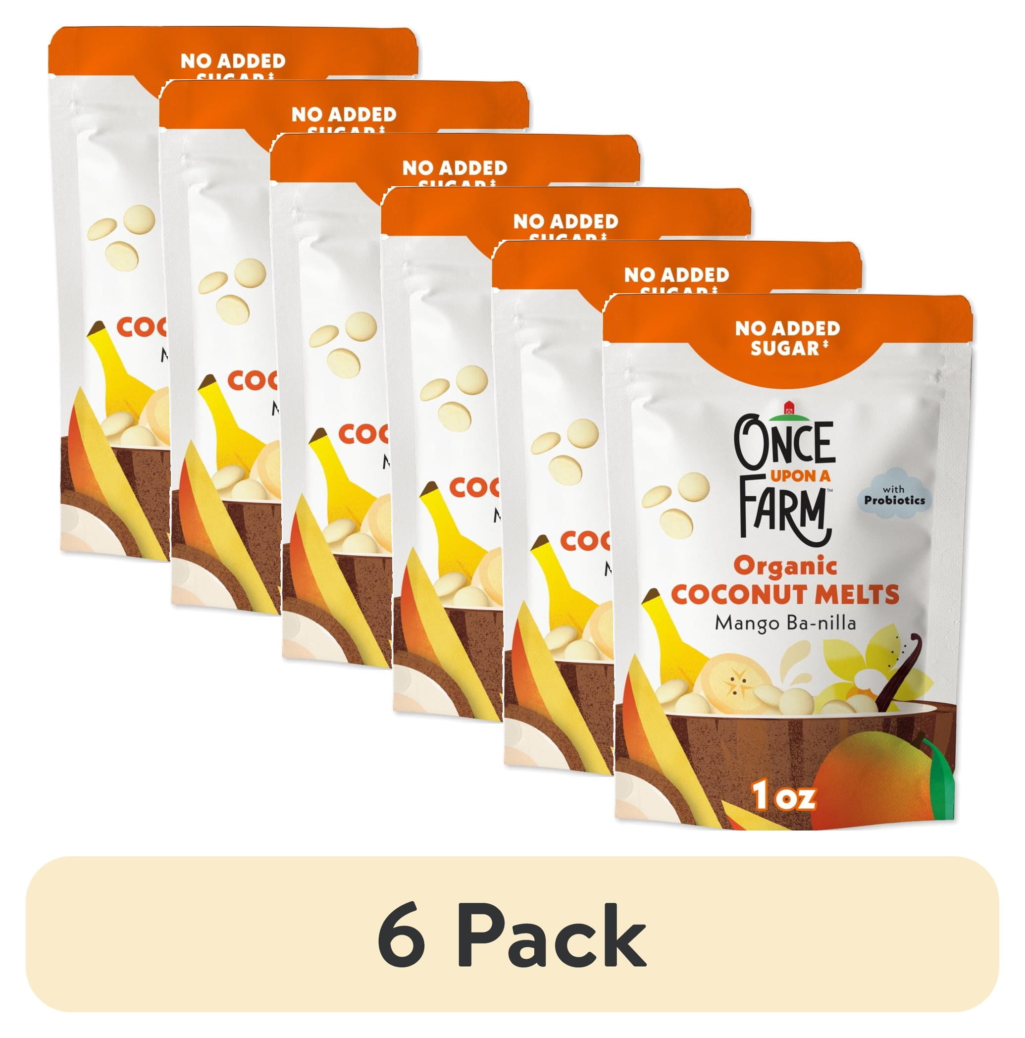 (6 pack) Once Upon a Farm Organic Coconut Melts, Mango Ba-nilla, 1oz Bag