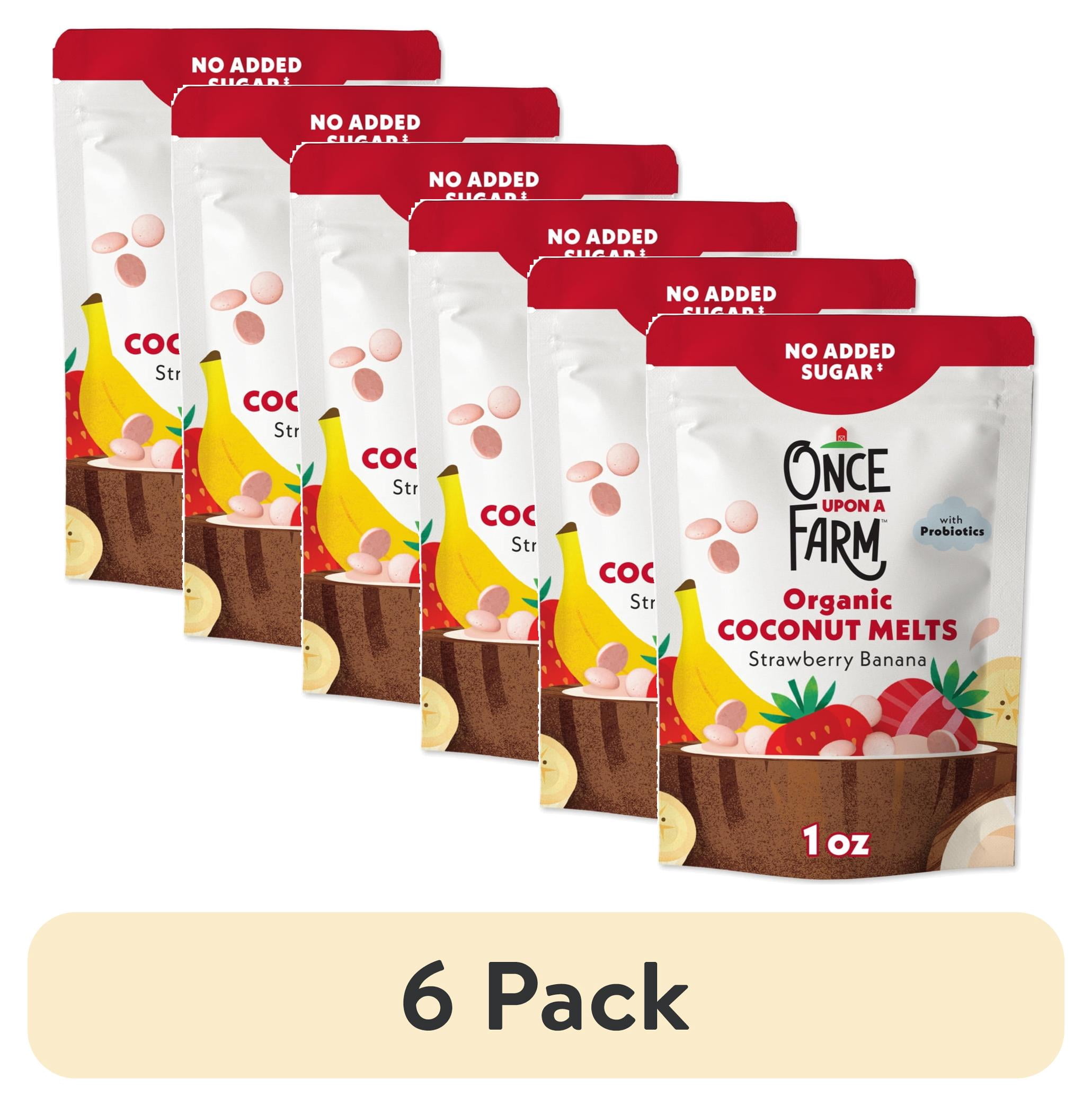 (6 pack) Once Upon a Farm Organic Coconut Melts, Strawberry Banana, 1oz Bag