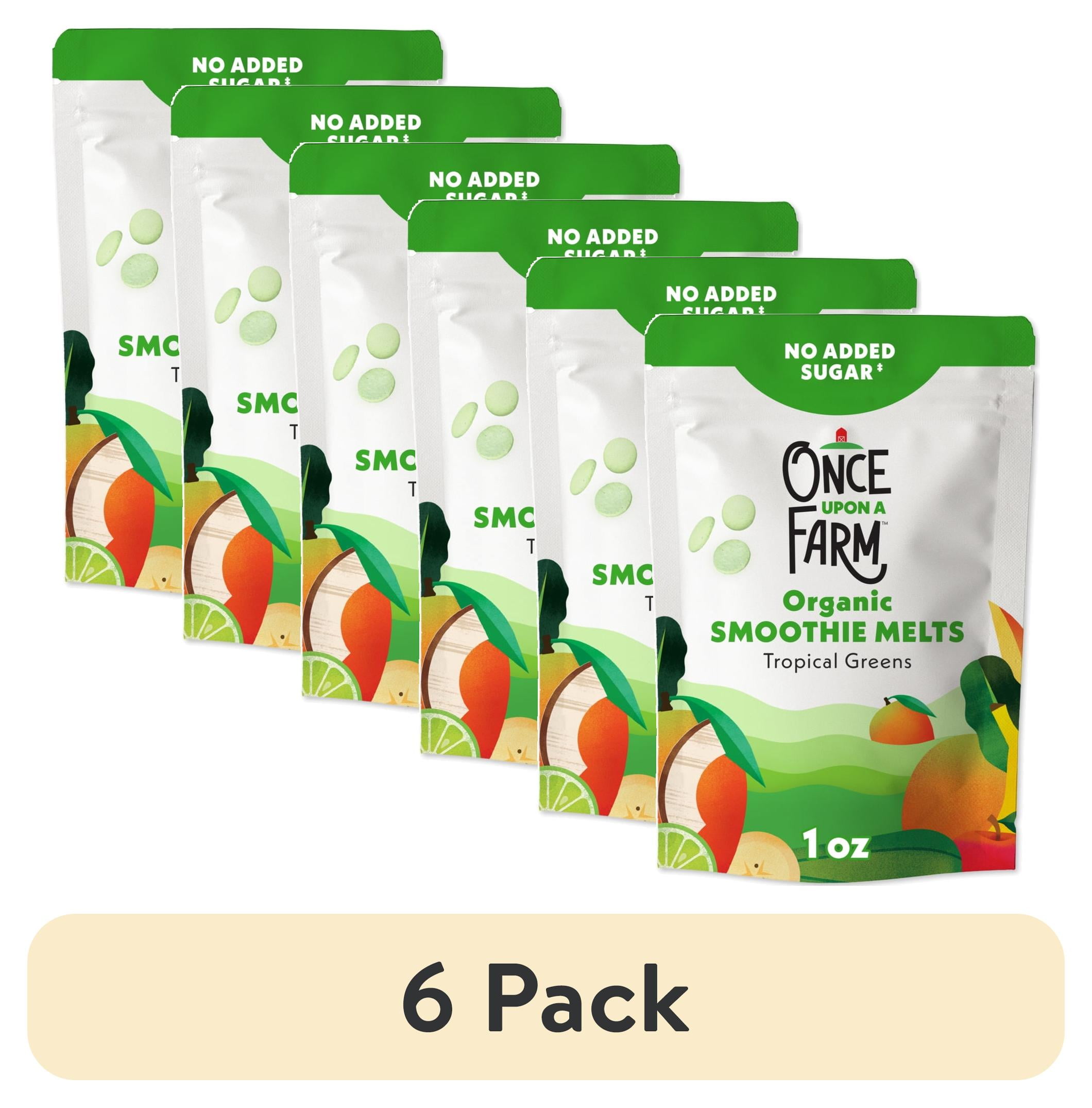 (6 pack) Once Upon a Farm Organic Smoothie Melts, Tropical Greens, 1oz Bag
