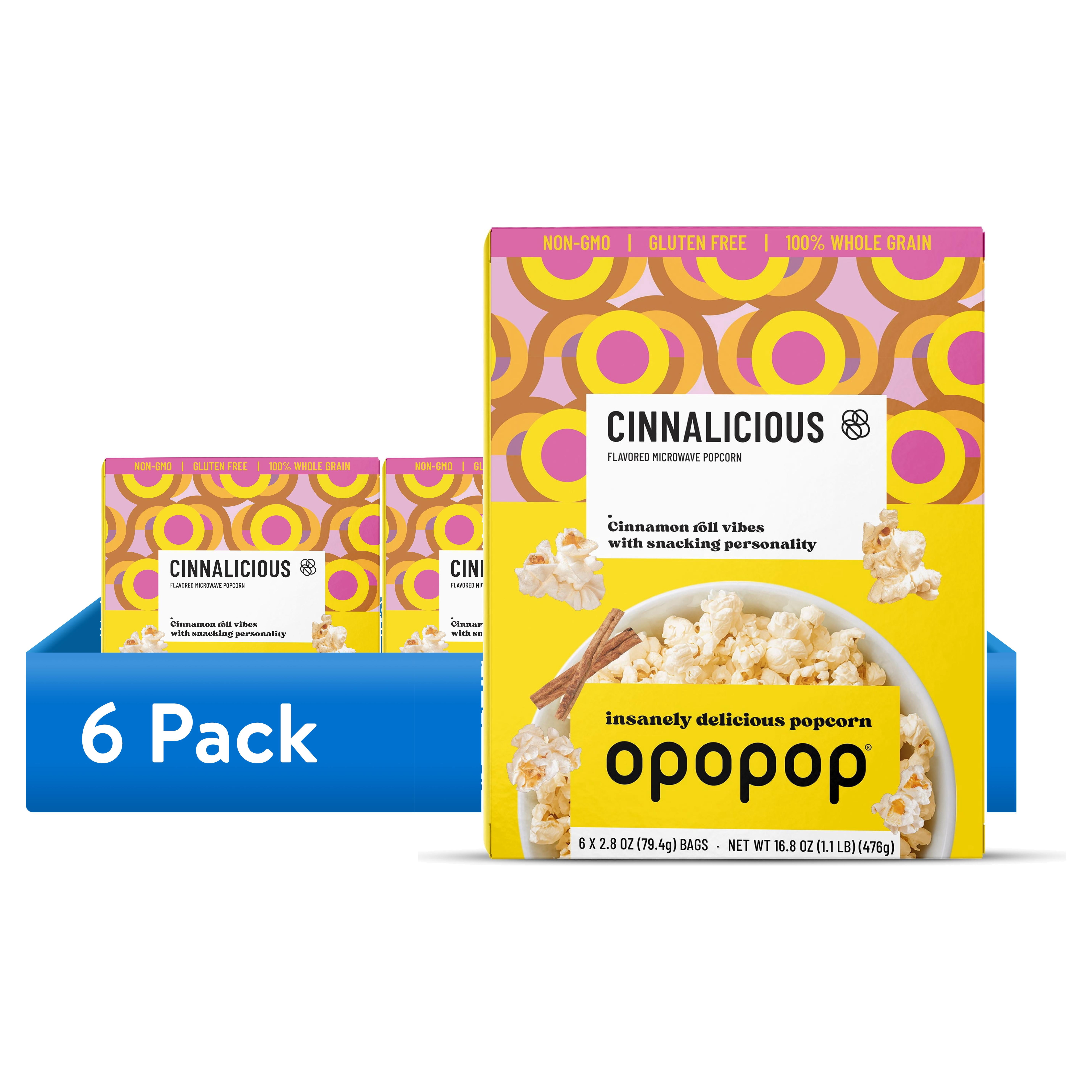 (6 pack) Opopop Microwave Popcorn Cinnalicious Flavor 2.8oz/6ct