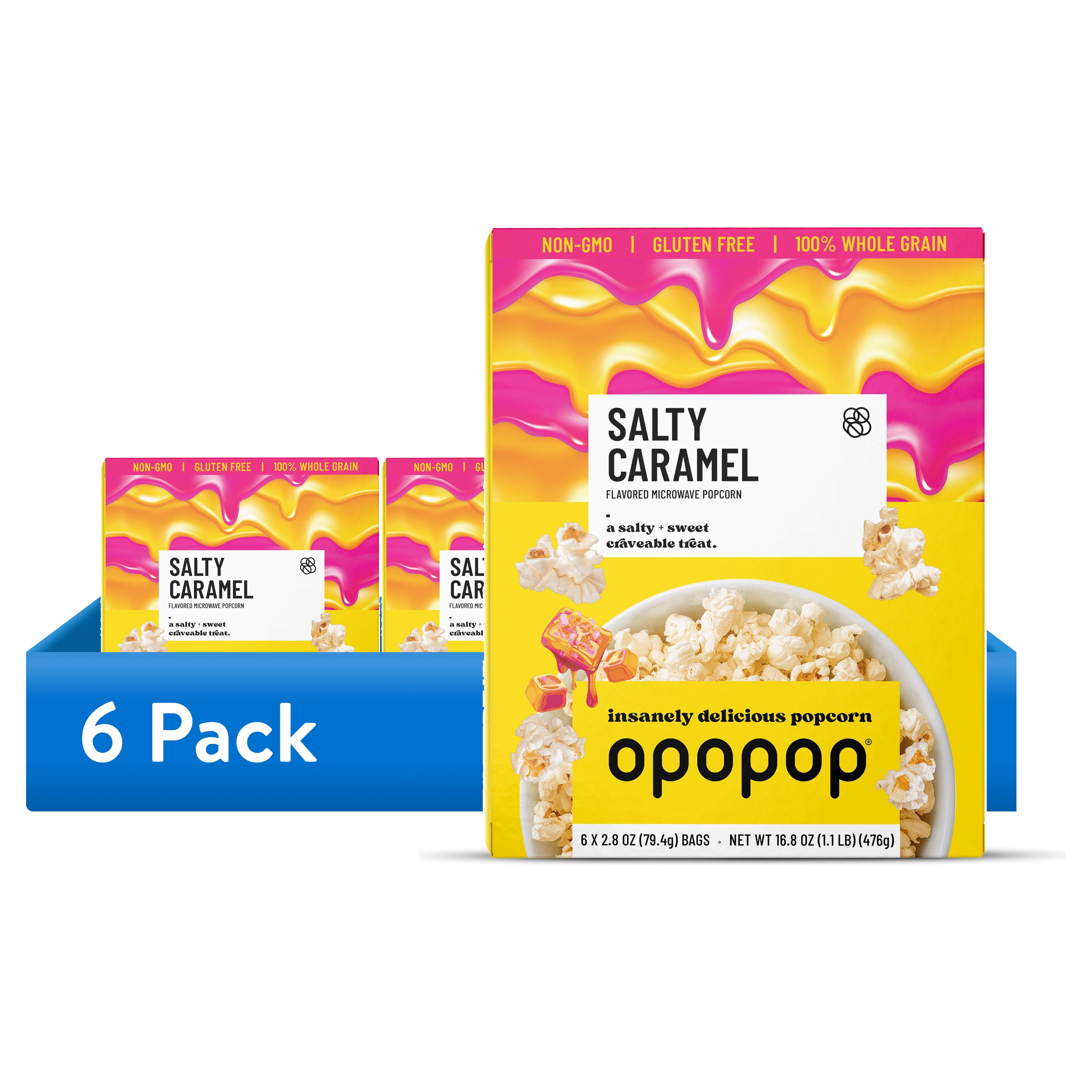 (6 pack) Opopop Microwave Popcorn Salty Caramel Flavor 2.8oz/6ct