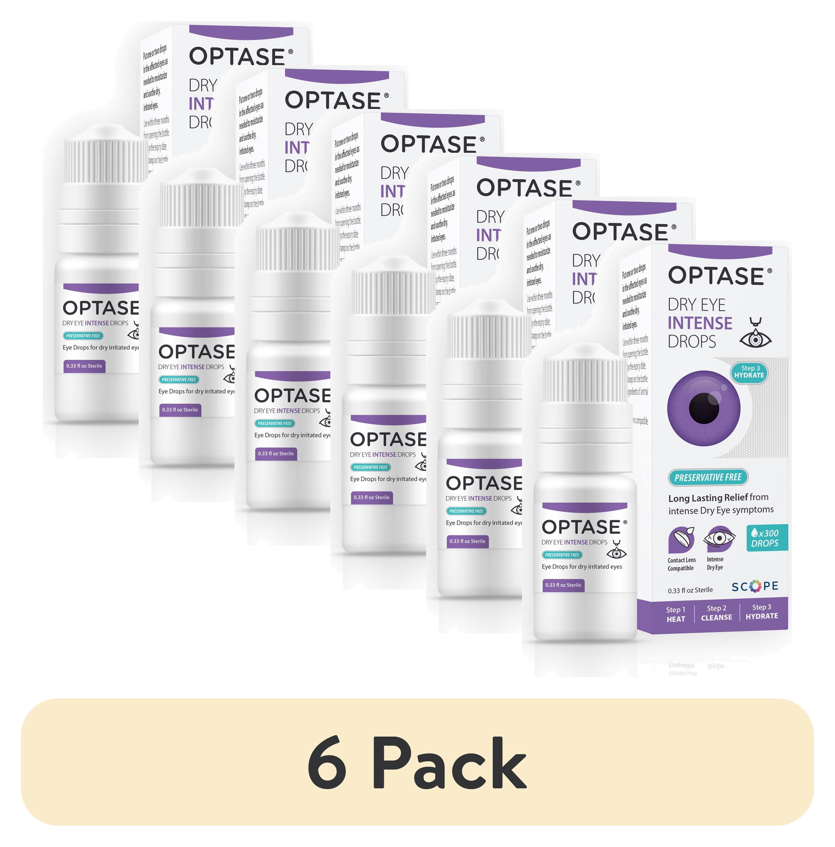(6 pack) Optase Dry Eye Intense Drops, 0.33 fl oz, Eye Lubricant Provides Protection for  Moderate To Severe Dry Eye Symptoms
