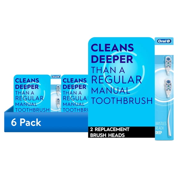 (6 pack) Oral-B Toothbrush Heads, Deep Clean Battery Powered Toothbrush Replacement Brush Heads, 2 Count