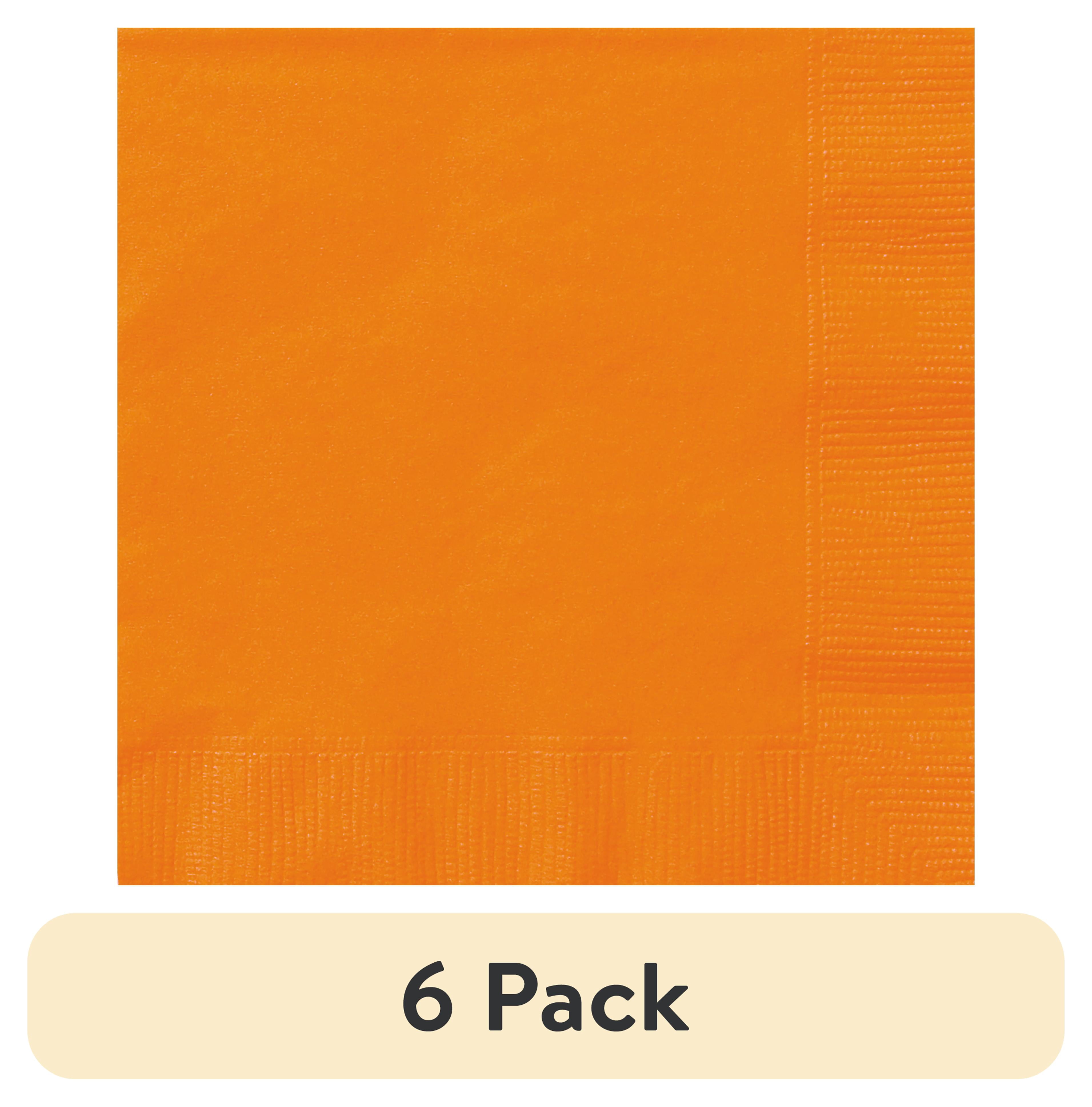 (6 pack) 24 Count 6.5IN x 6.5IN Orange Disposable Paper Napkins by Way To Celebrate