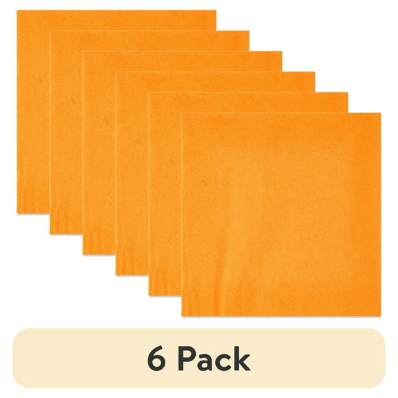 (6 pack) 6.5" x 6.5" Disposable Orange Paper Napkins, 24 Count, by Way To Celebrate