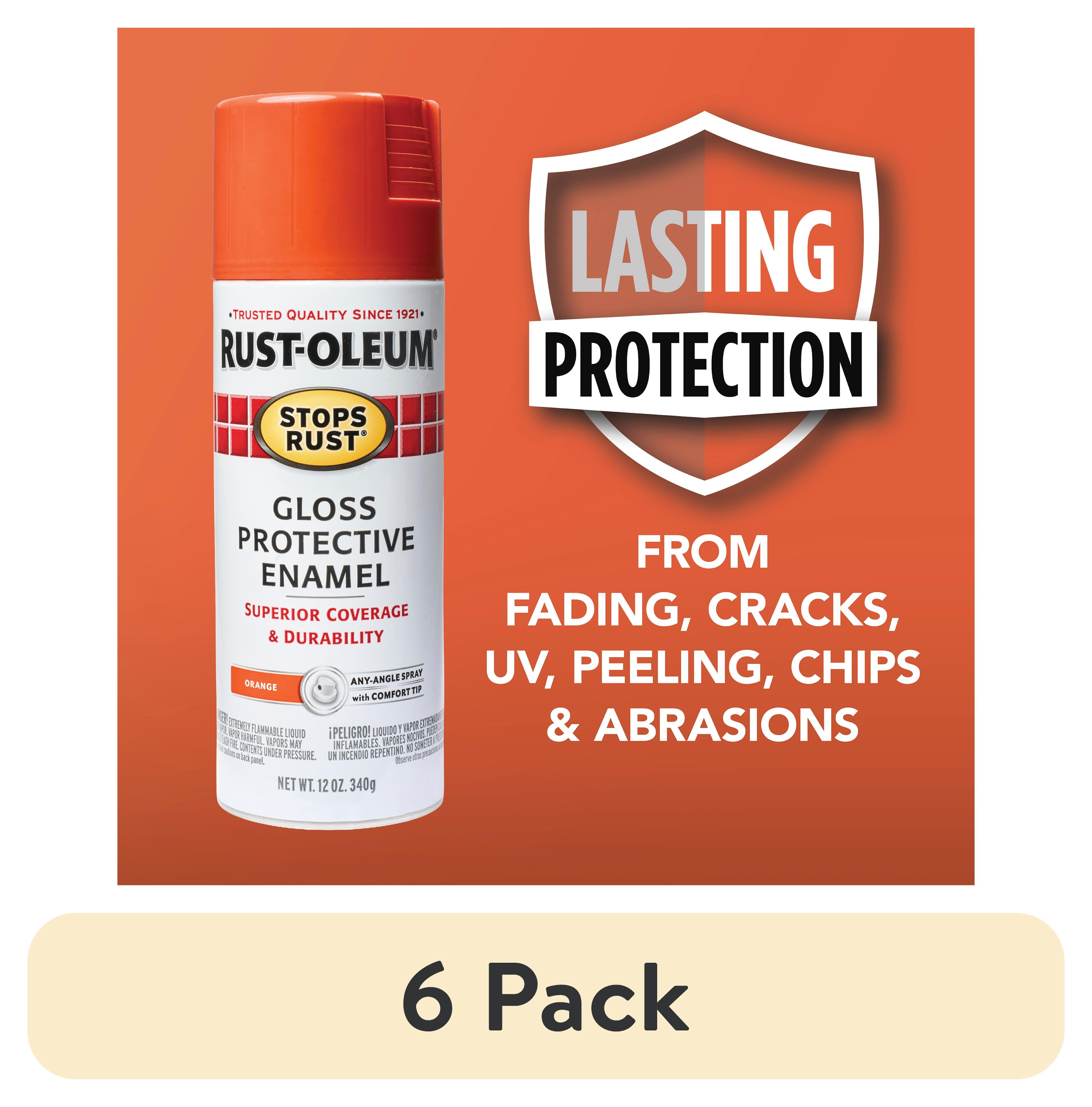 (6 pack) Orange, Rust-Oleum Stops Rust Protective Enamel Gloss Spray Paint-214084, 12 oz