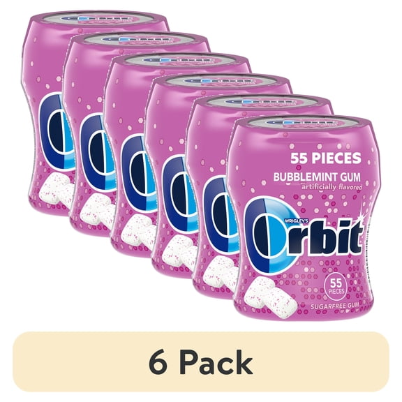 (6 pack) Orbit Gum Bubblemint Sugar Free Chewing Gum - 55 Piece Bottle