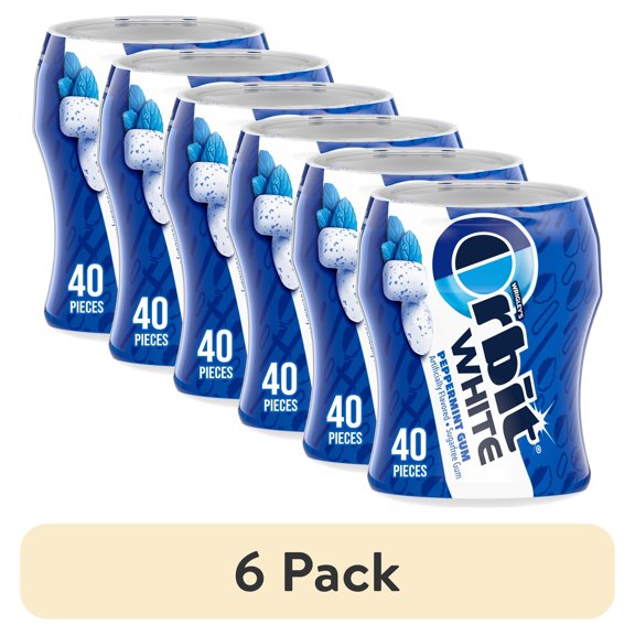 (6 pack) Orbit White Peppermint Sugar Free Chewing Gum - 40 Piece Bottle