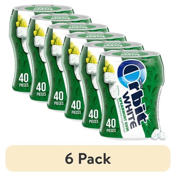 (6 pack) Orbit White Spearmint Sugar Free Chewing Gum - 40 Piece Bottle