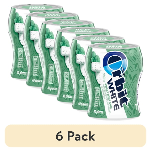 (6 pack) Orbit White Sweet Mint Sugar Free Chewing Gum - 40 Pieces Bottle