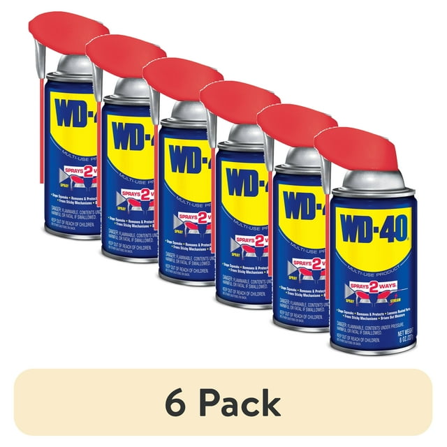 (6 pack) Classic WD-40 Formula, Multi-Purpose Lubricant Spray with Smart Straw, 8 oz.