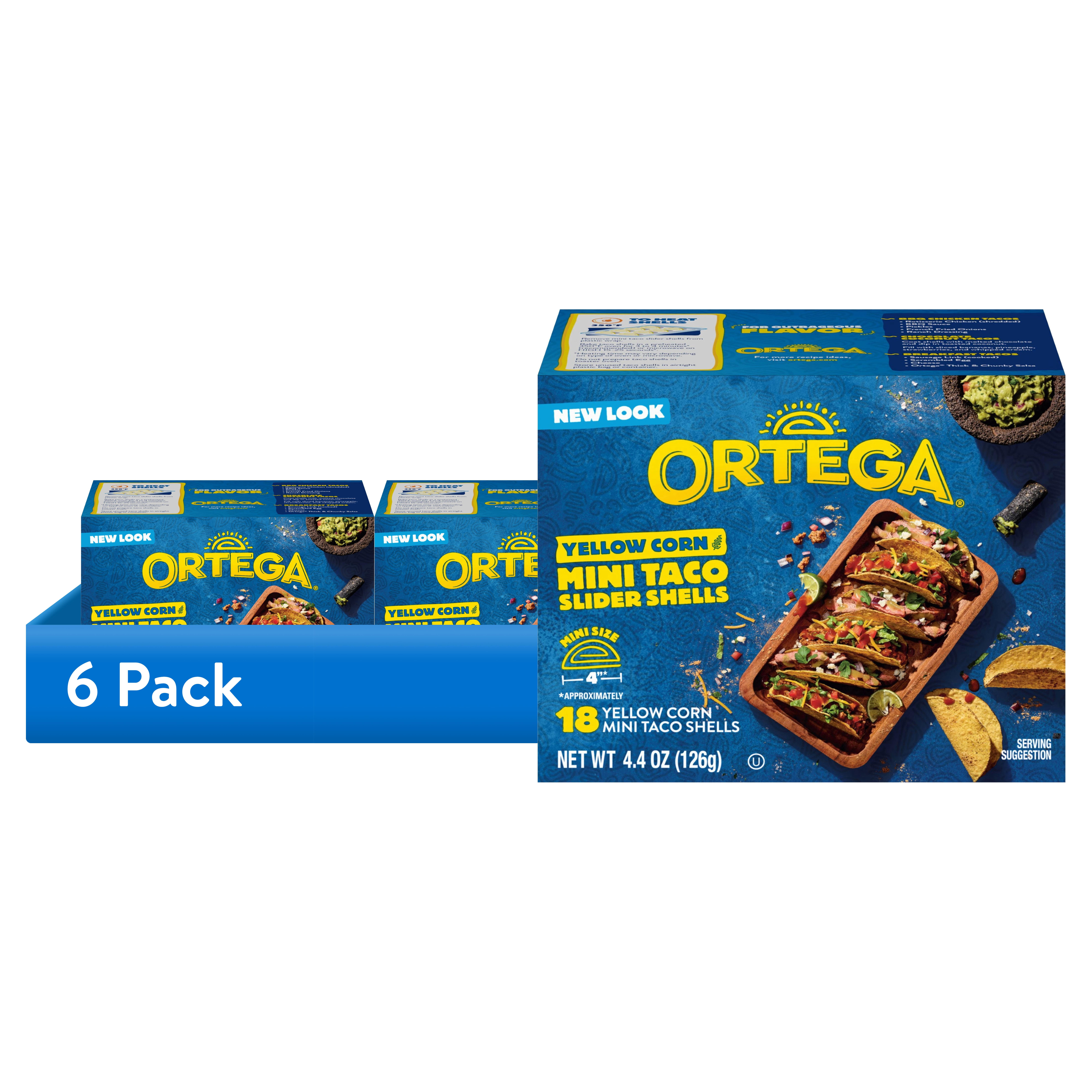(6 pack) Ortega Yellow Corn Mini Taco Slider Shells Kit, Kosher, 18 Ct