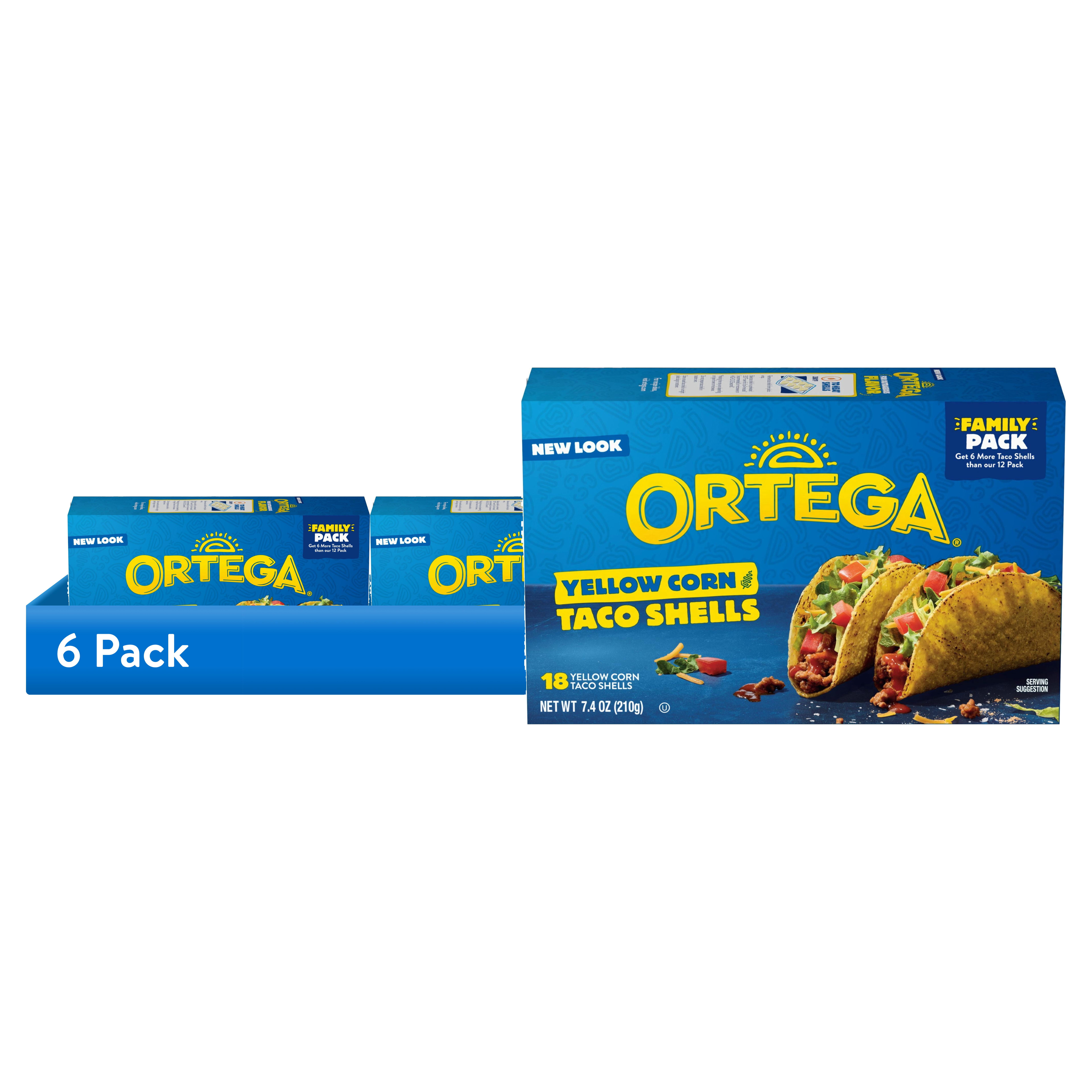 (6 pack) Ortega Yellow Corn Taco Shells Kit, Kosher, 7.4 oz, 18 Count