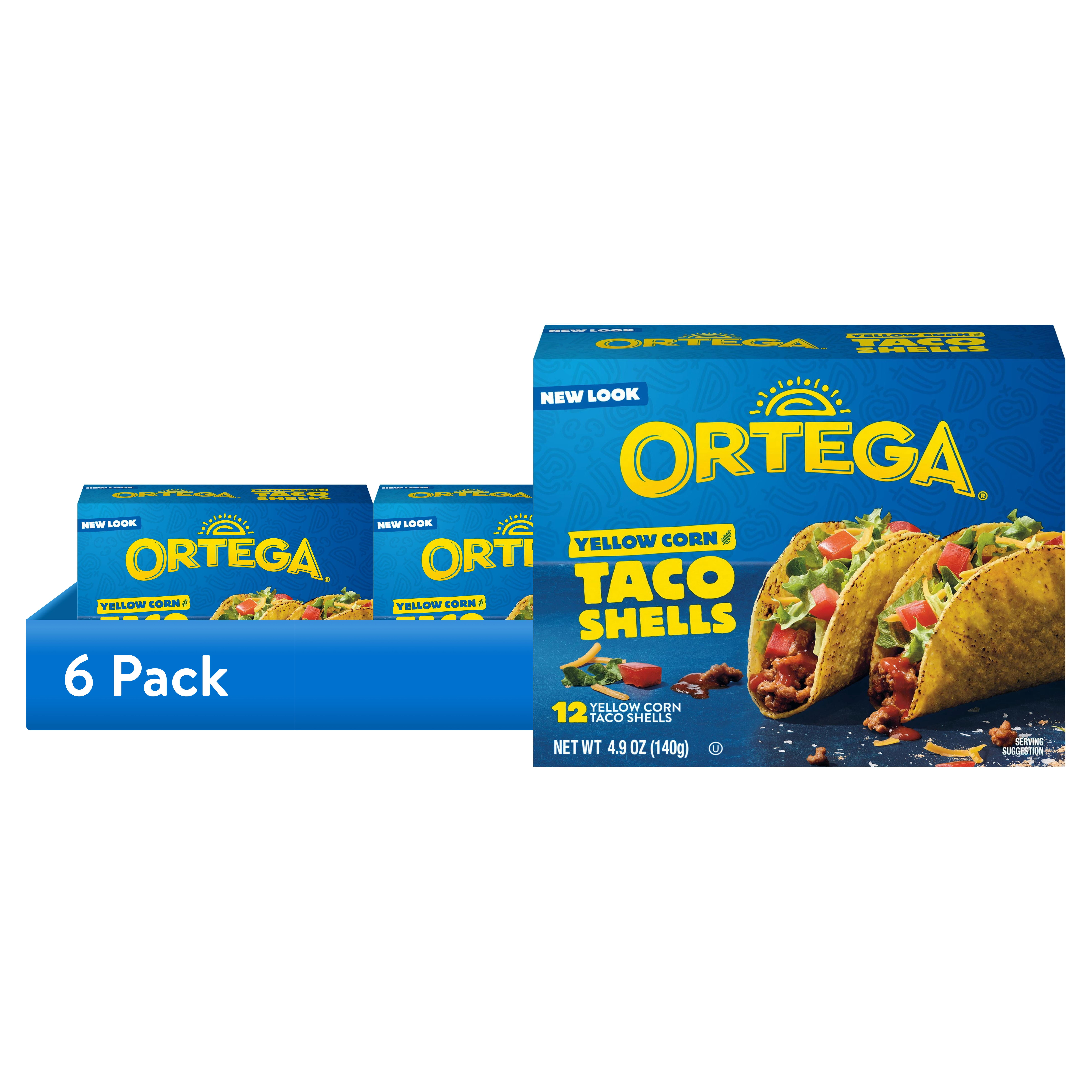 (6 pack) Ortega Yellow Corn Taco Shells, Kosher, Gluten Free, 12 Count, 4.9 oz