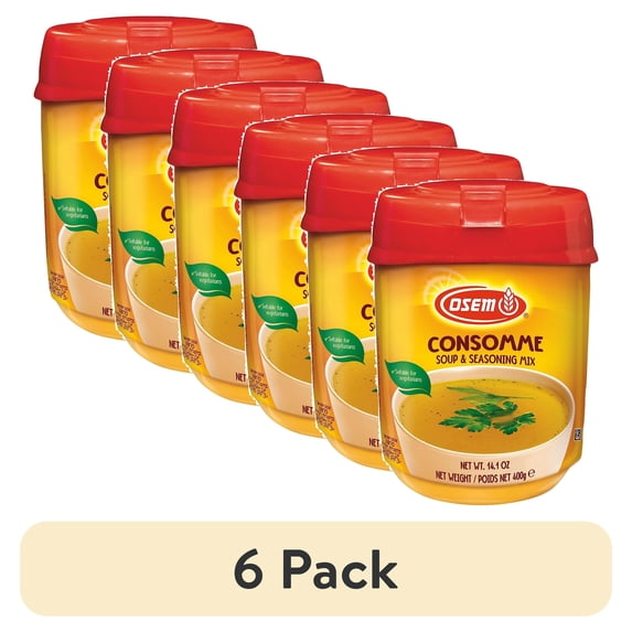 (6 pack) Osem Chicken Consumme Powder - Instant Clear Chicken-Flavored Soup for Chicken Stock, Soups, Seasoning & Bouillon, Parve, 14.1 ounce Pack of 2