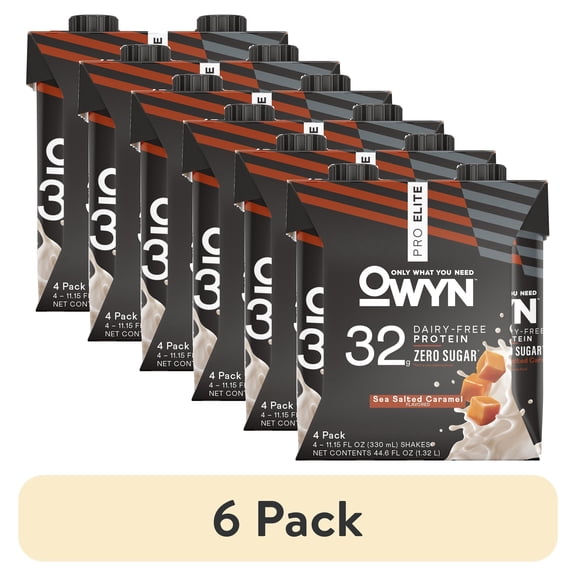 (6 pack) OWYN Pro Elite 32g High Protein Shakes, Sea Salt Caramel, 11.15 fl oz, 4 Count