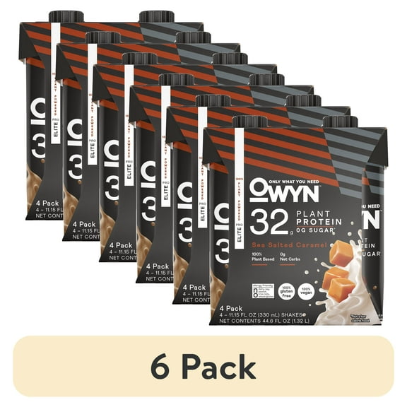 (6 pack) OWYN Pro Elite 32g High Protein Shakes, Sea Salt Caramel, 11.15 fl oz, 4 Count
