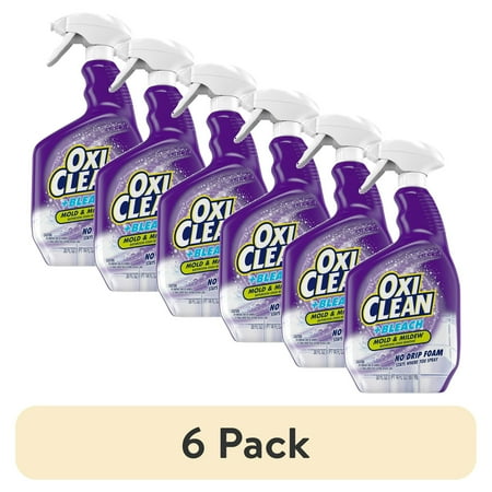 (6 pack) OxiClean Plus Bleach, No Drip Foam, Mold & Mildew Bathroom Stain Remover, 30 oz